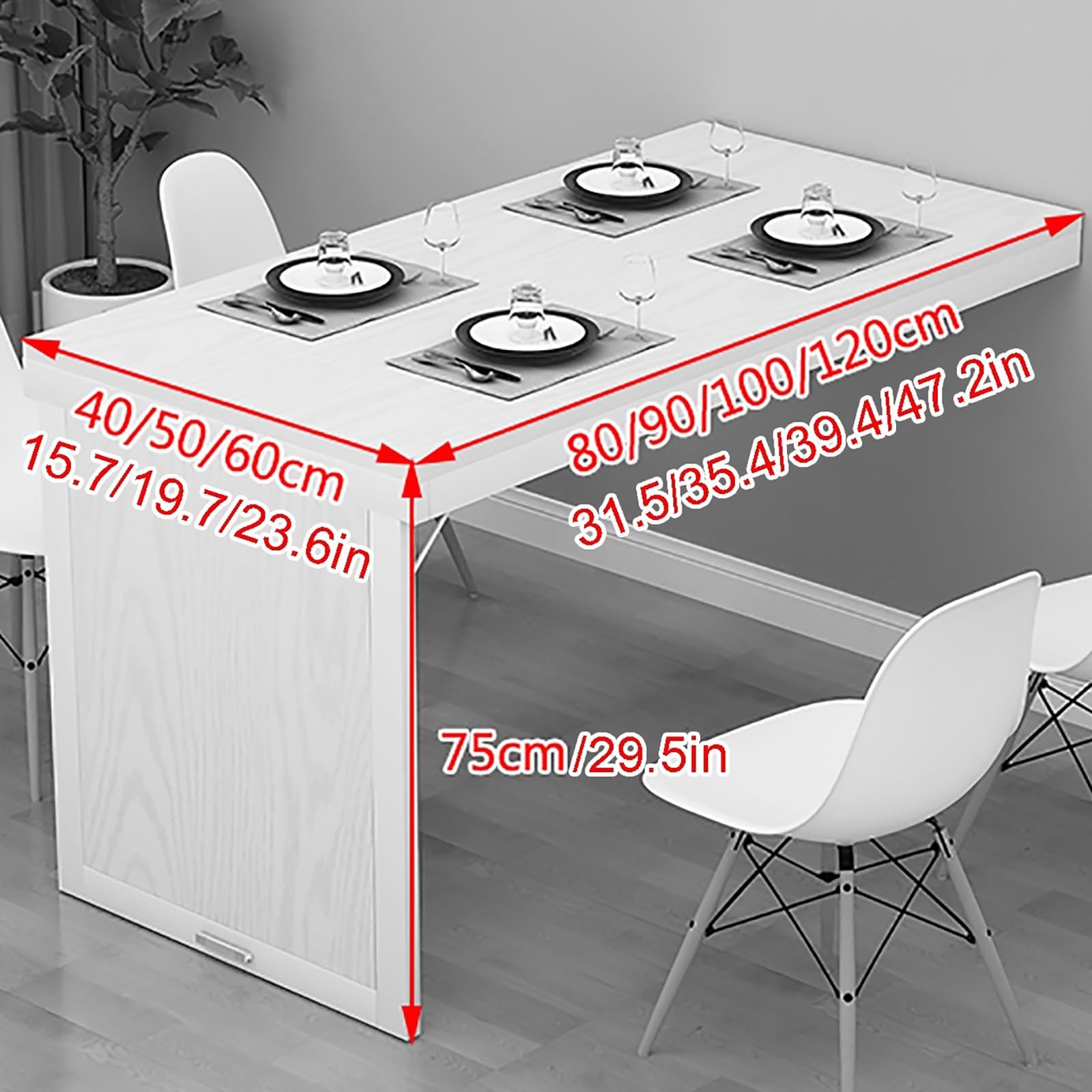 Mesa Plegable Pared Cocina, Escritorio Mesa Plegable Montada En La Pared, Mesa Plegable Flotante, Mesa Plegable Madera Tavolo A Scomparsa Da Muro, Capacidad De Carga 70KG ( Color : Nero , Size : 80*40