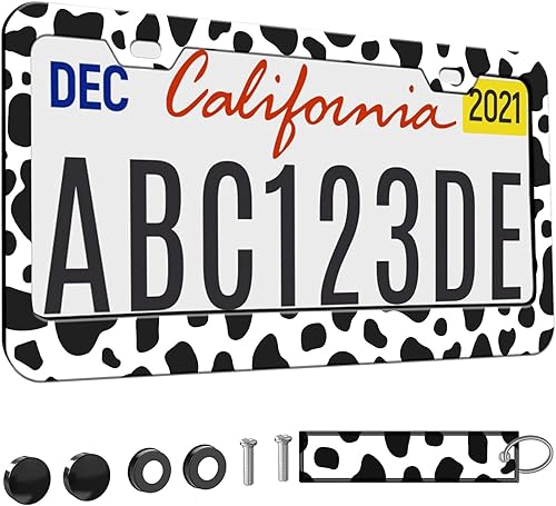 Miniatura 17 de 2 piezas Marco de matrícula azul con diseño de bosque montañoso para mujeres, marcos de etiqueta decorativa de coche azul montañoso para chicas,