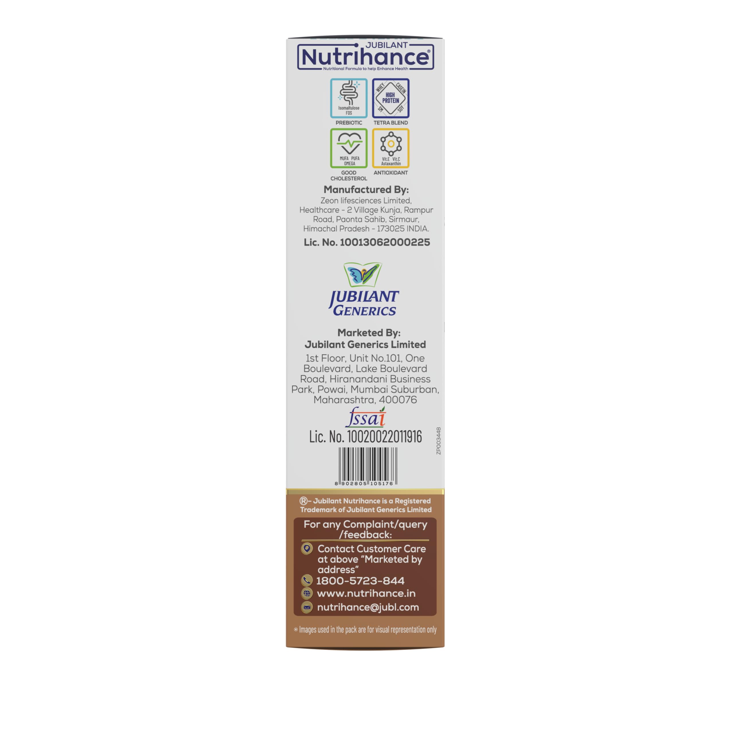 JUBILANT NUTRIHANCE Complete Nutritional Drink In Chocolate Flavour 50 Vital Nutrients | Promotes Heart Health Immunity Building Weight Management Energy Booster (400 Gm) X Pack Of 6 4