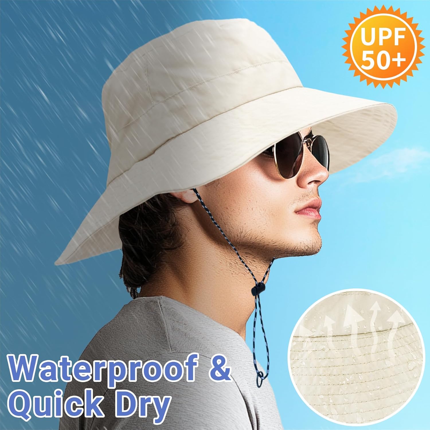 PFFY Waterproof Bucket Hat Rain Quick Dry Hats for Men Women Packable Sun Hat for Fishing Hiking Outdoors - Image 2