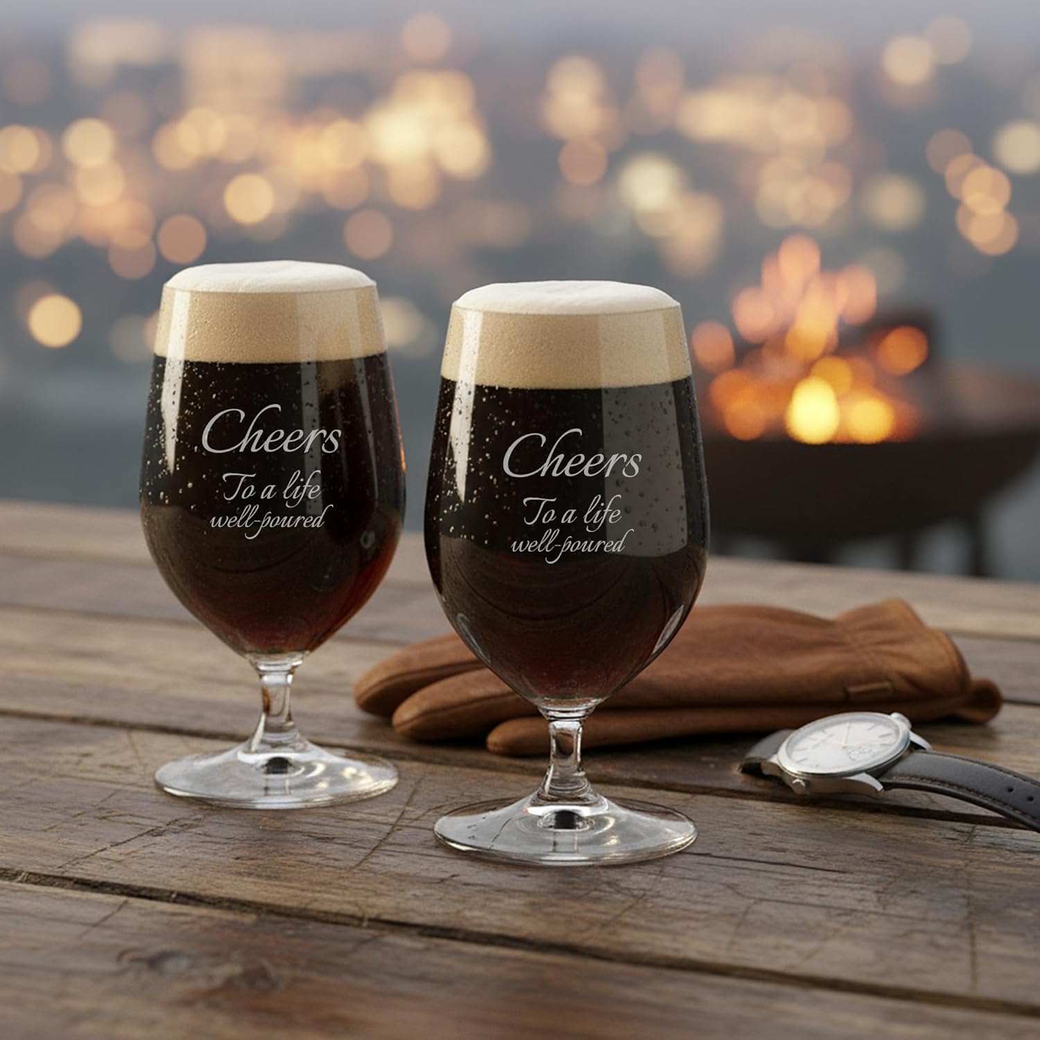 Riedel Personalized Bar Beer Glasses, Set of 2 Custom Engraved 17oz Crystal Beer Glasses with Stems for Craft Beer, IPA, Pilsner, Lager, Gifts for Beer Lovers