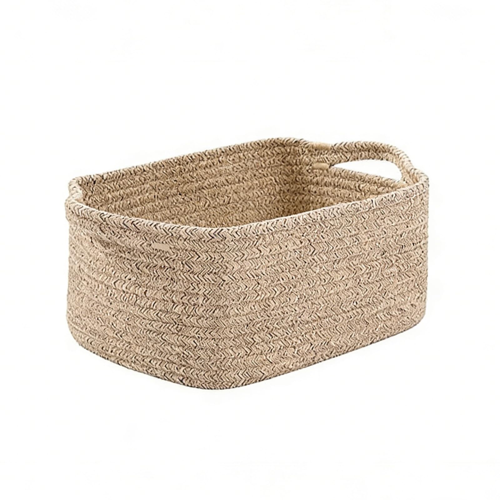 Panier de rangement en corde de coton tissé main blanc