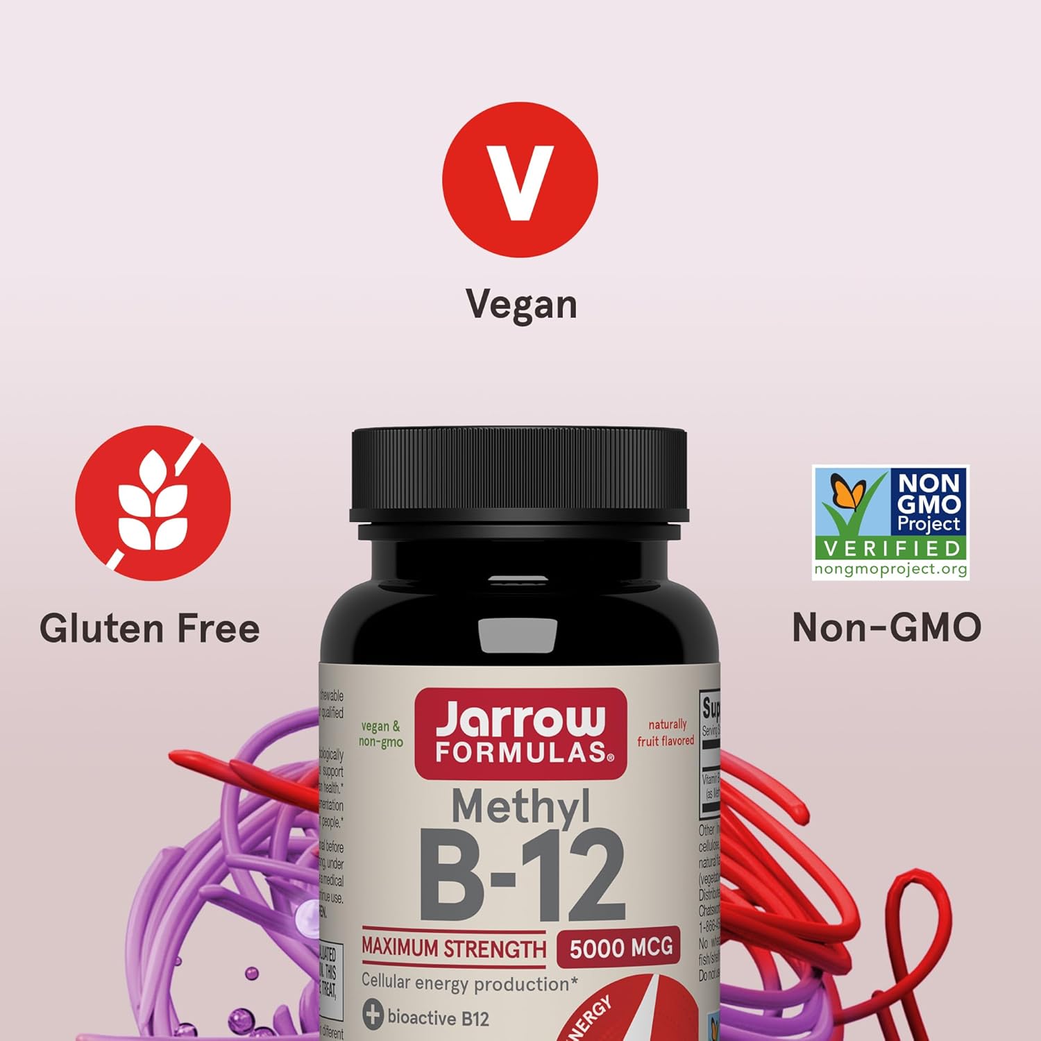 Jarrow Formulas Methyl Vitamin B12 5000 mcg - 60 Chewable Tablets, Naturally Fruit Flavored- Bioactive B12 Vitamin - Supports Cellular Energy Production, Brain Health & Metabolism - 60 Servings - Image 4