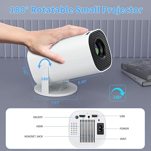 Miniatura 3 de Proyector con WiFi y Bluetooth, mini proyector con Keystone automático, sistema Android integrado, altavoz de alta fidelidad, soporte de