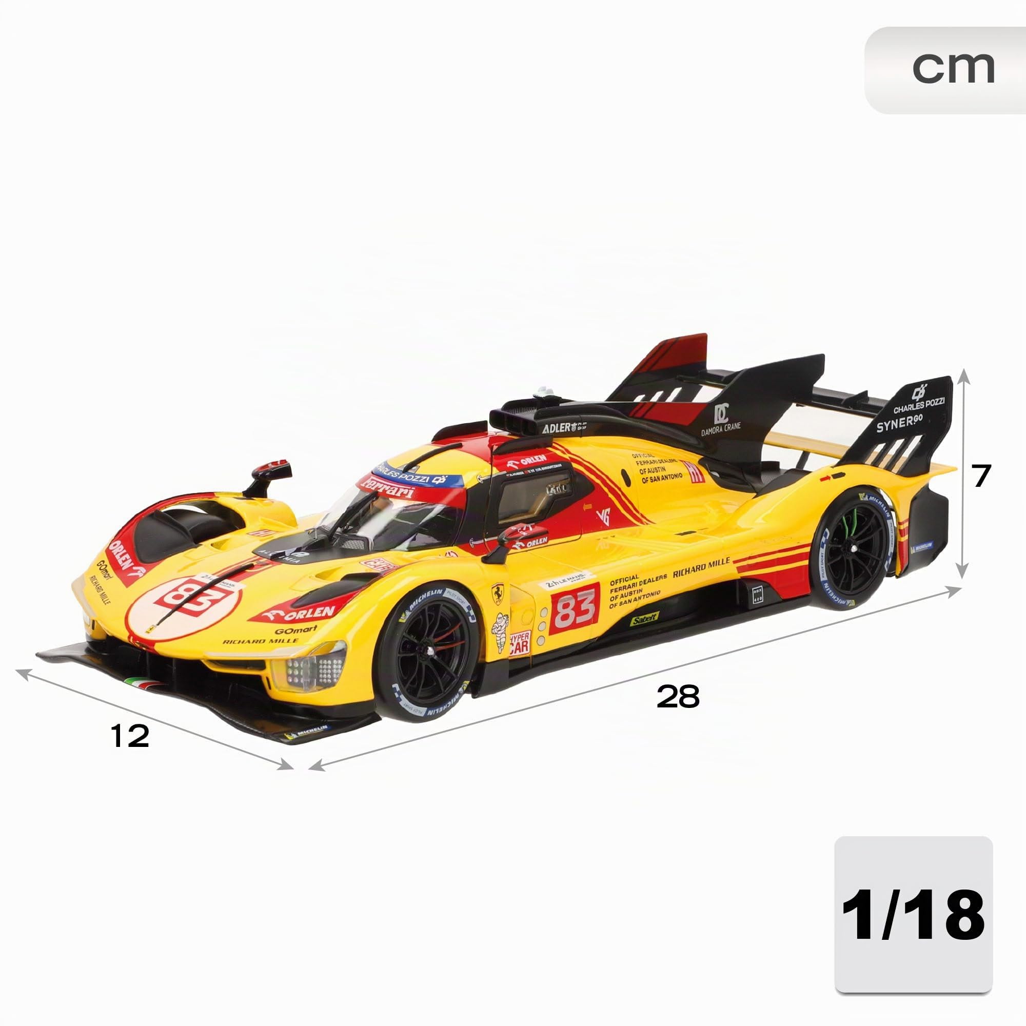 1:18 Ferrari Racing 499P Le Mans Hypercar 2024 AF Corse #83, Couleurs Multiples