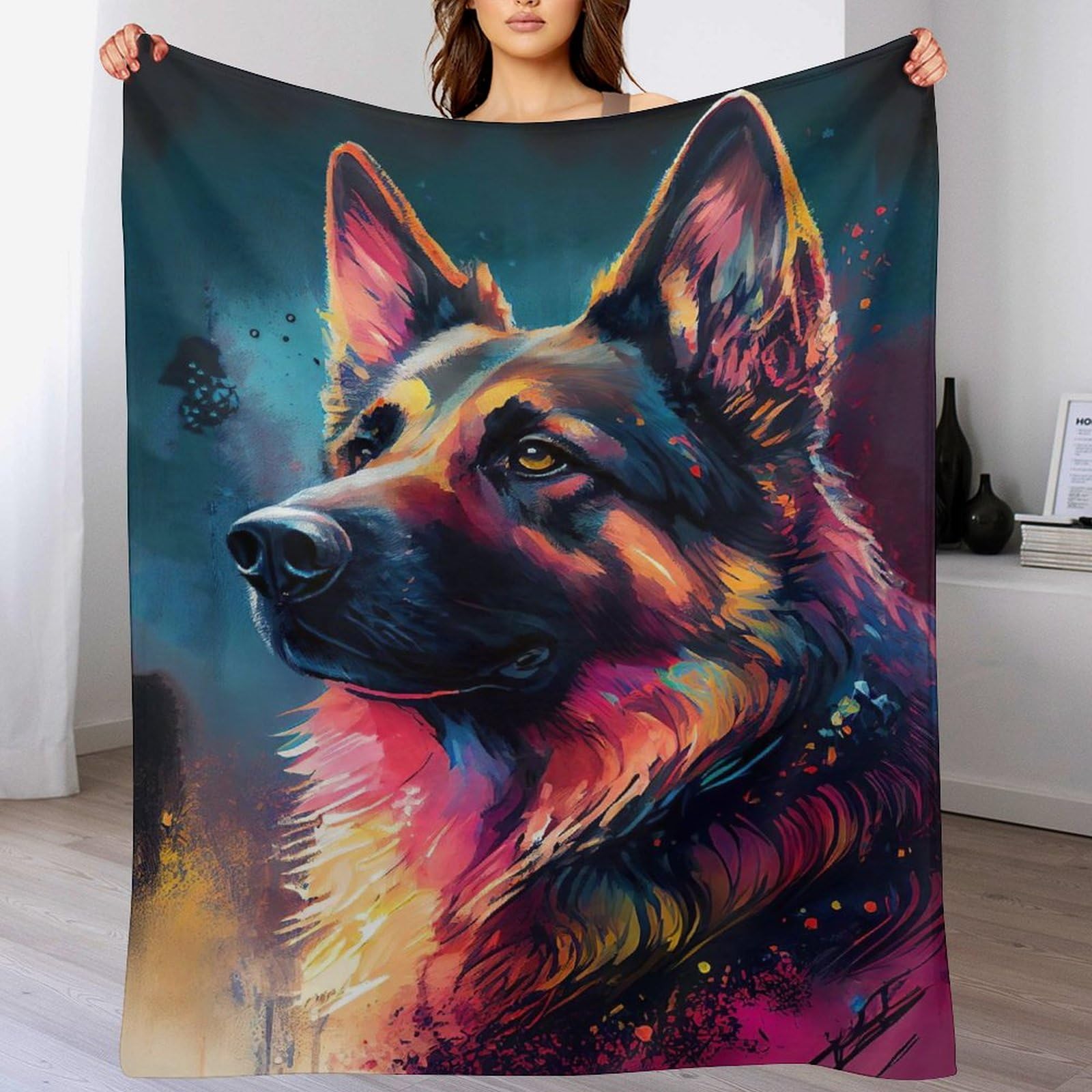 Couverture Berger Allemand en peluche flannel haut de gamme