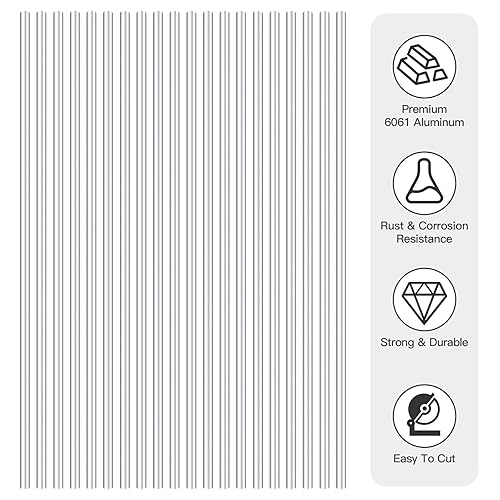 Miniatura 4 de 20 varillas redondas de aluminio 6061 de 14 de pulgada de largo (+ 0-.05 pulgadas) y 0.25 pulgadas de diámetro (14 x 13 pulgadas, 20)