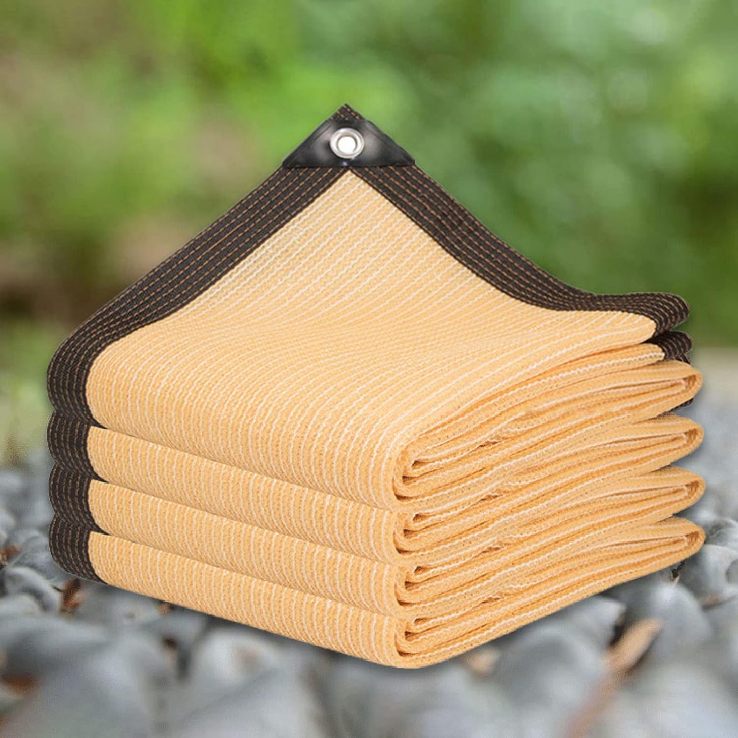 Beige Outdoor Shade Sails with Eyelets, Lightweight Breathable Shade