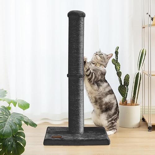 Miniatura 6 de Poste rascador para gatos de 34 pulgadas con cuerda de sisal natural, 4.3 pulgadas de diámetro grande, árbol rascador para gatos de interior, color