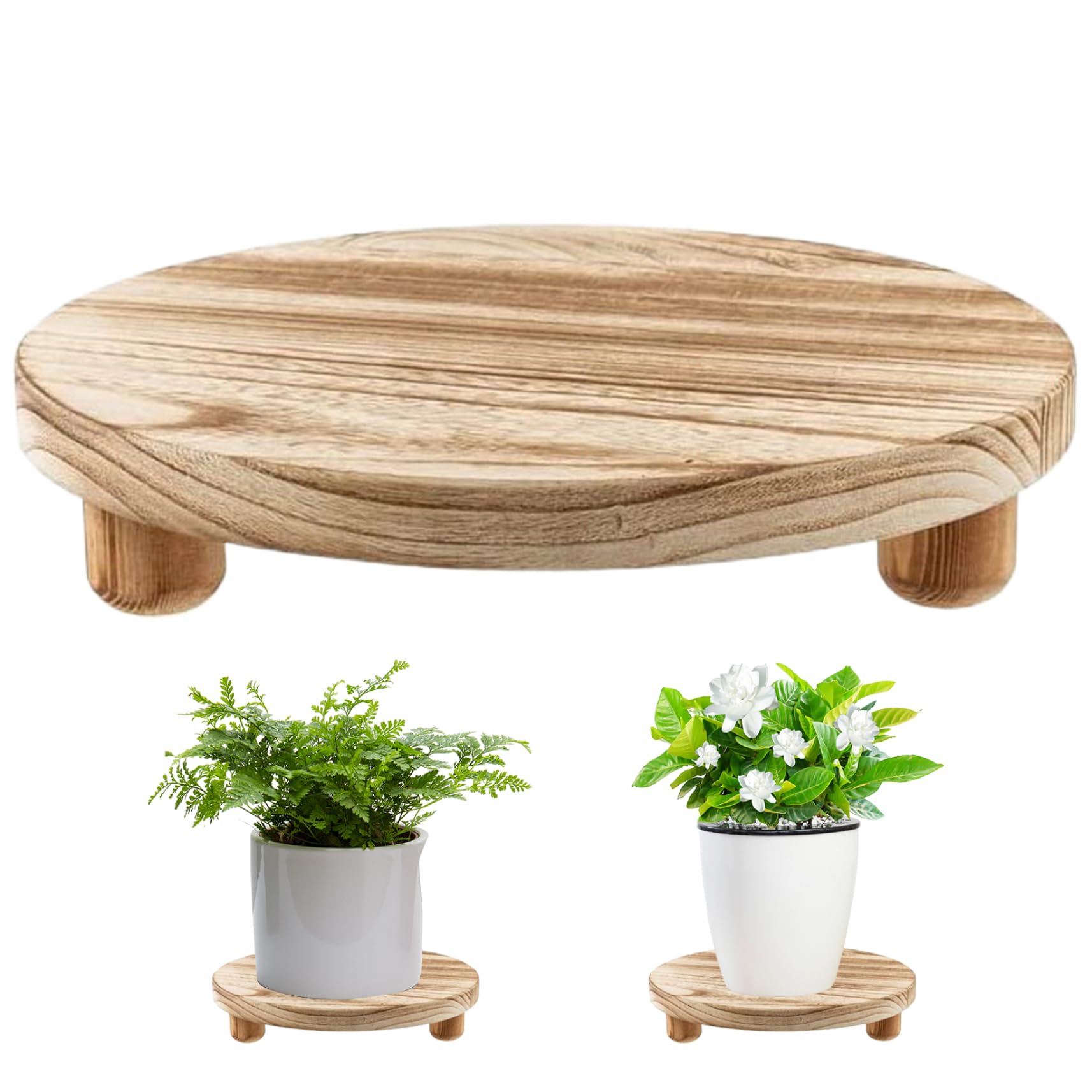 Planteur à fleurs intérieur en bois noble avec plateau décoratif pour présentation