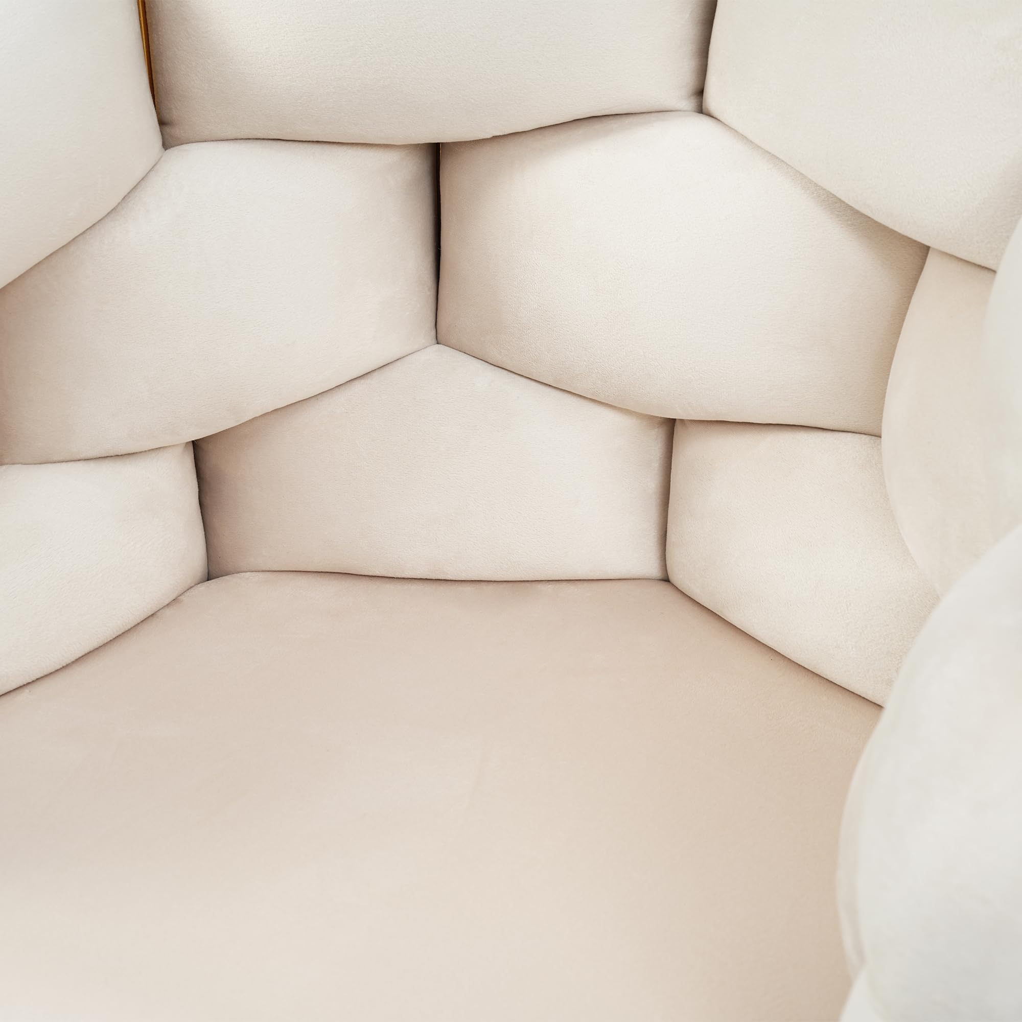 Silla de terciopelo de lujo Moderno estilo moda conjunto con patas de hierro dorado, burbujas, beige