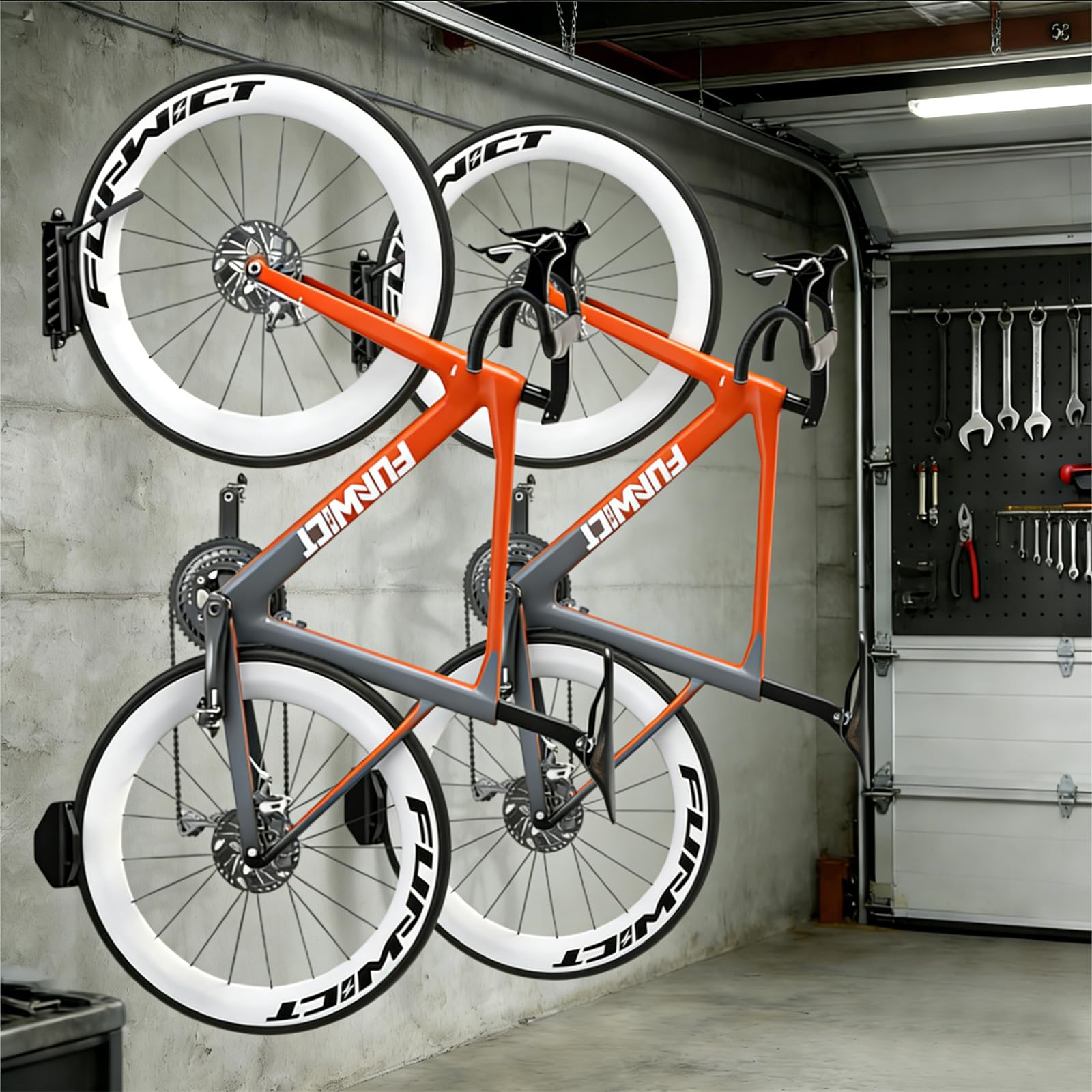4 Stück Schwenkbare Fahrrad Wandhalterung, Fahrradhalterung Wand mit Hinterrad Halterung, Fahrradständer Belastbar bis 30 kg, Platzsparender Fahrrad Aufhängung für Alle Fahrradtypen