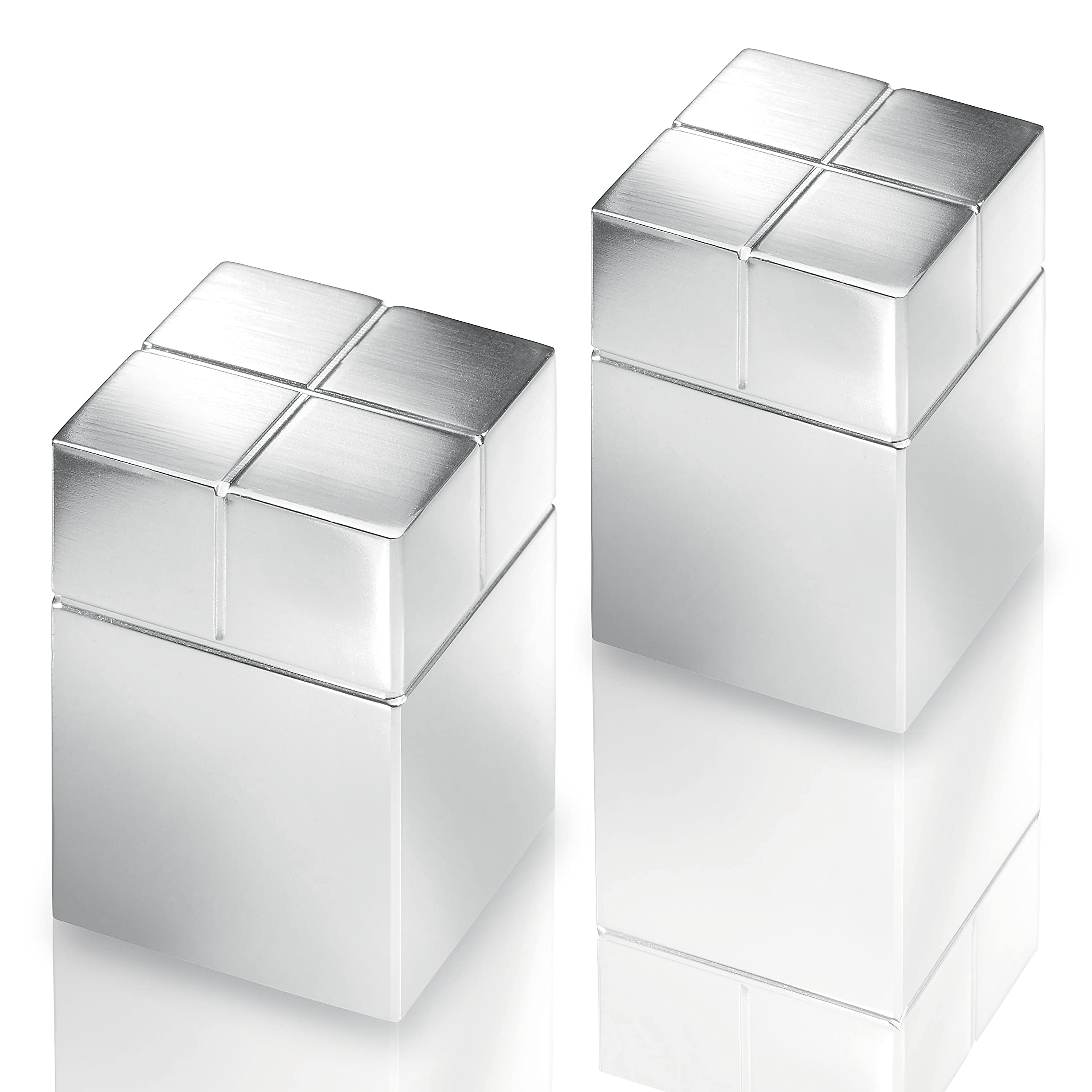 SIGEL BA707 ultra starke Neodym-Magnete silber, massives Alu, 2er-Set, 2x2x3 cm SuperDym