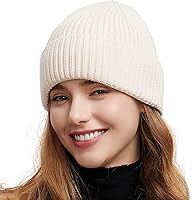 vidsel 50% Wool Thick Cuffed Beanie Hat for Men Women - Seamless Warm Winter Knit Skull Cap Fisherman Watch Cap