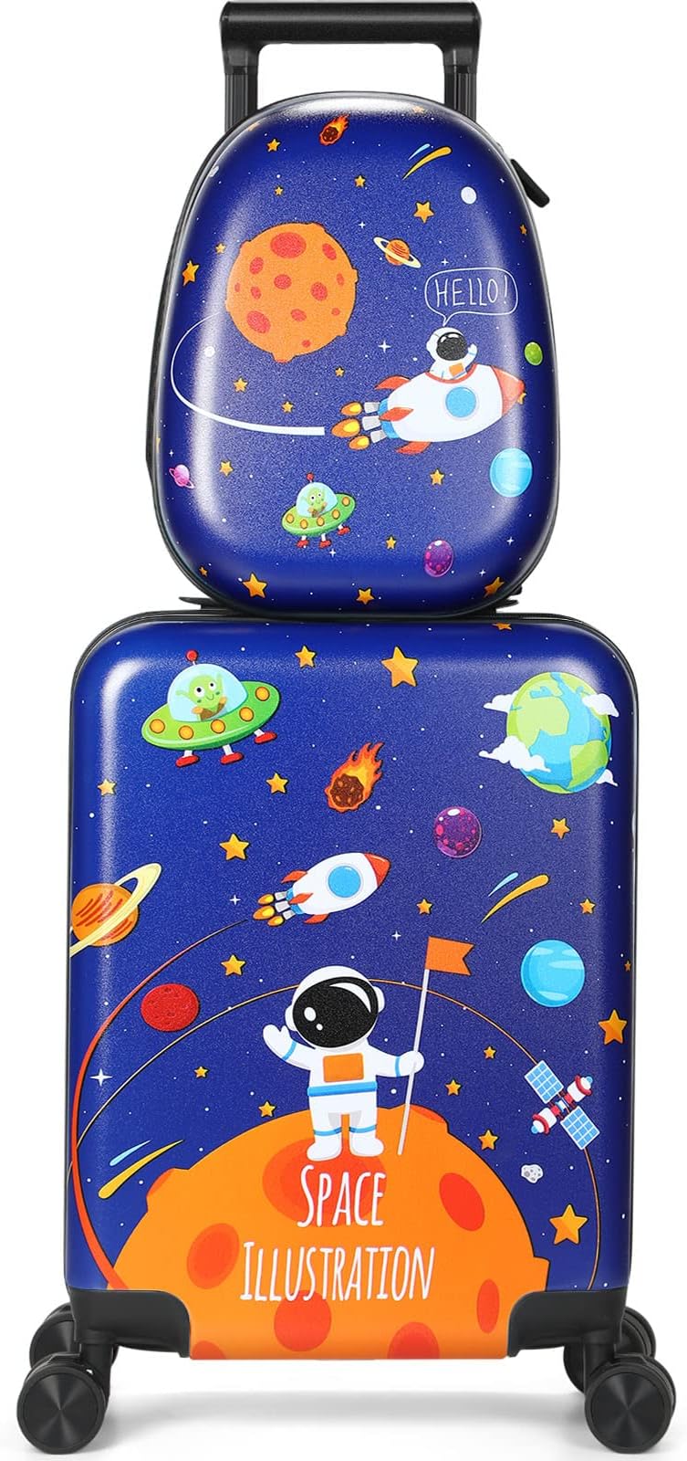 Kid Luggage Case and Backpack 18 Inch Suitcase with Spinner Wheels Hard Shell Travel Luggage 13 Inch Backpack Girl Luggage Set for Kids Travel Suitcase Supplies