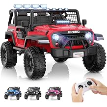 Hikole 24V Ride on Toys for Big Kids with Remote Control, 2 Seater Electric Car for Outdoor & Backyard Use, 20" Wide Seat, LED Light, 3 Speeds, Durable Wheels - Great Gift for Boys Girls Age 4-8, Red