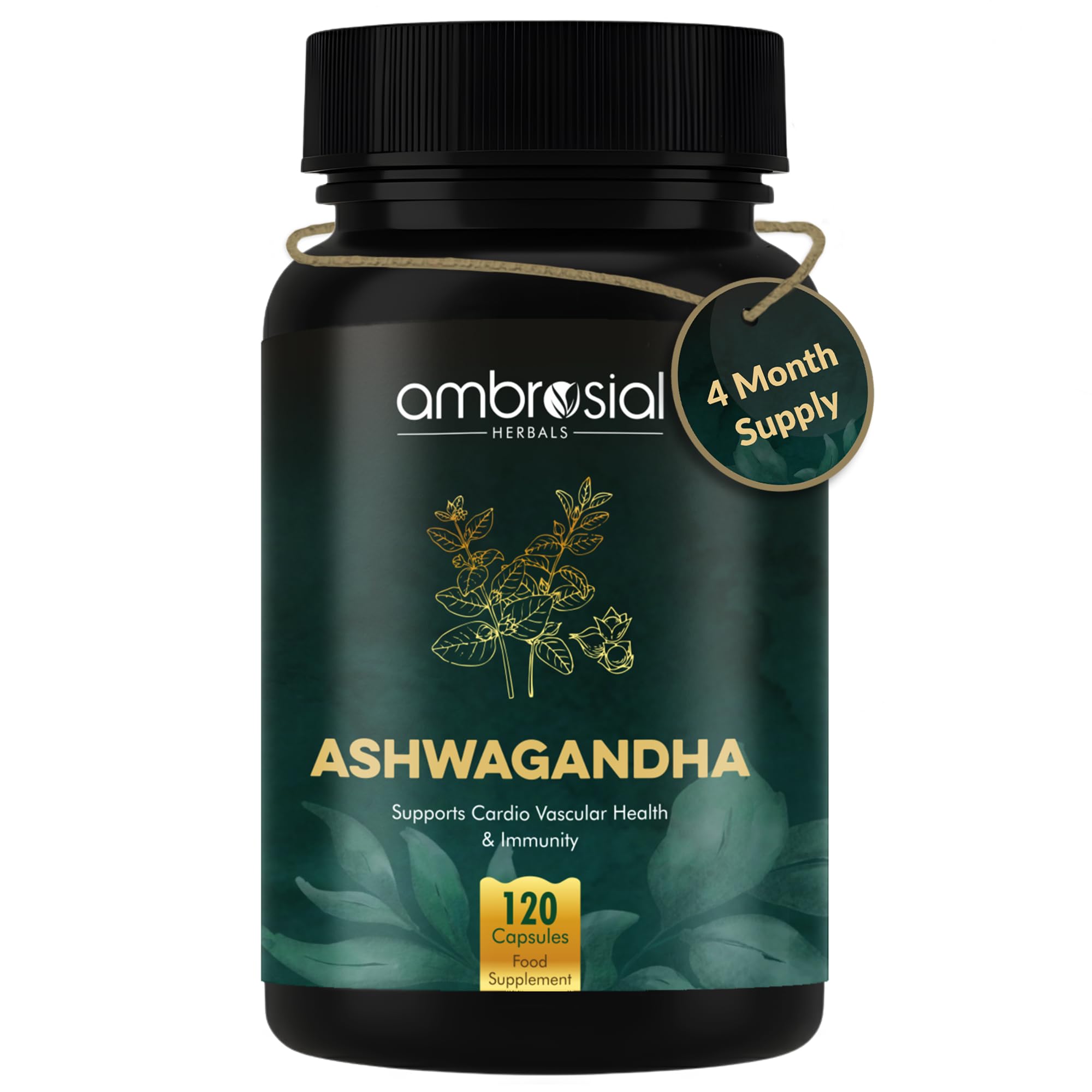 Ambrosial Ashwagandha 500mg | Herbal Supplement | 100% Natural & Vegan | High Strength | Immunity Support (Pack of 1-60 Capsules) — Amazon image 9