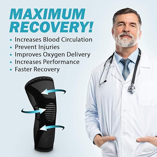 Vista 86 de POWERLIX Rodillera de compresión (par) – La mejor rodillera para el dolor de rodilla para hombres y mujeres – Soporte de rodilla para correr