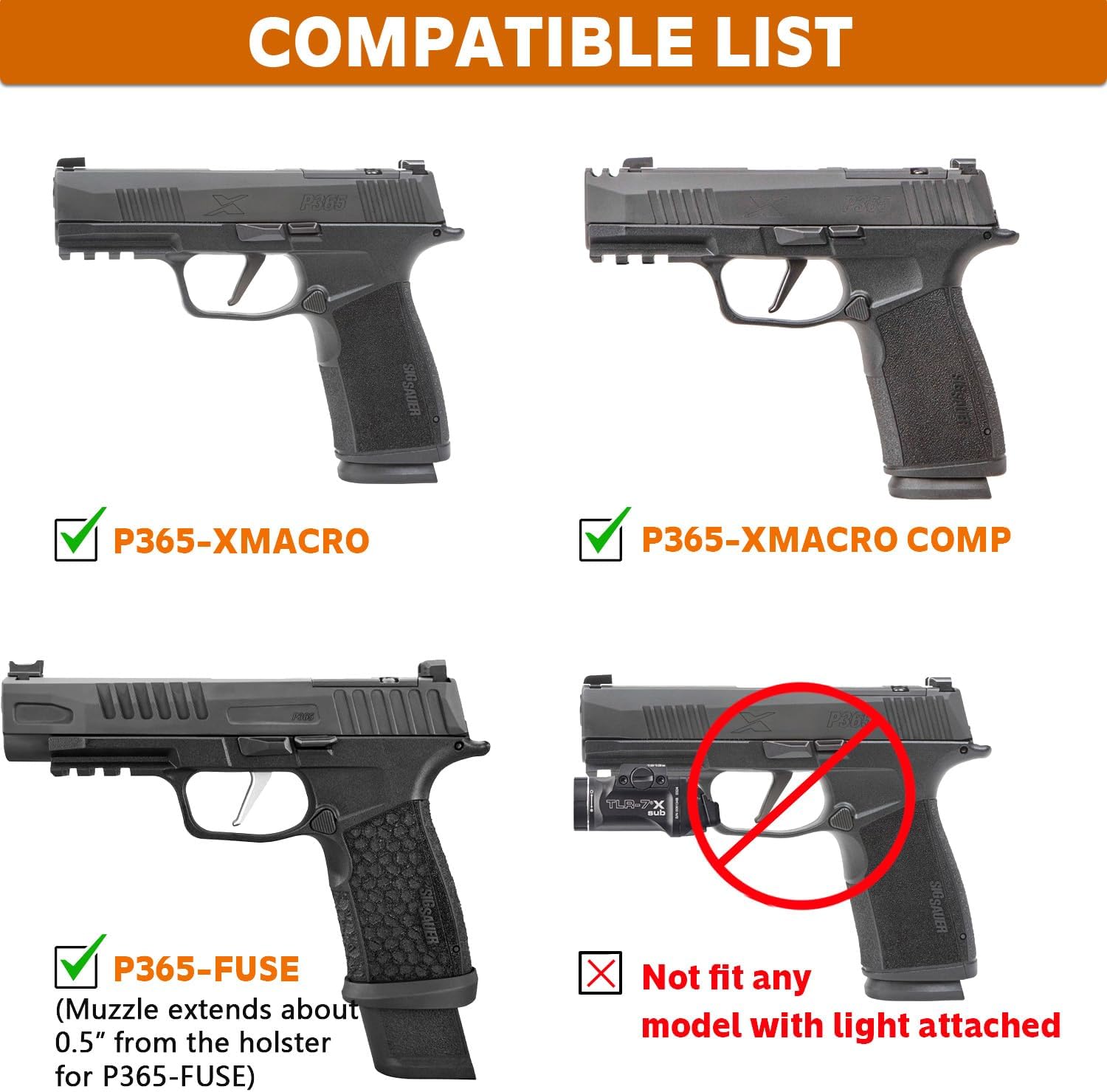 P365 X Macro Holster, IWB Kydex Holster w/Optics Cut, Compatible with Sig Sauer P365-XMACRO / P365-FUSE, Inside Waistband Appendix Conceal Carry, Adj. Retention & Cant, Right- / Left-Hand Optional
