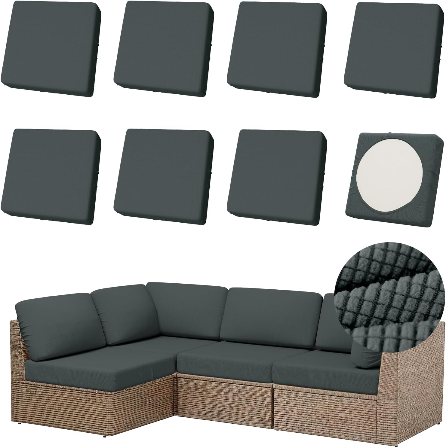 Outdoor Cushion Covers Only, 20-27 inch Universal Fit