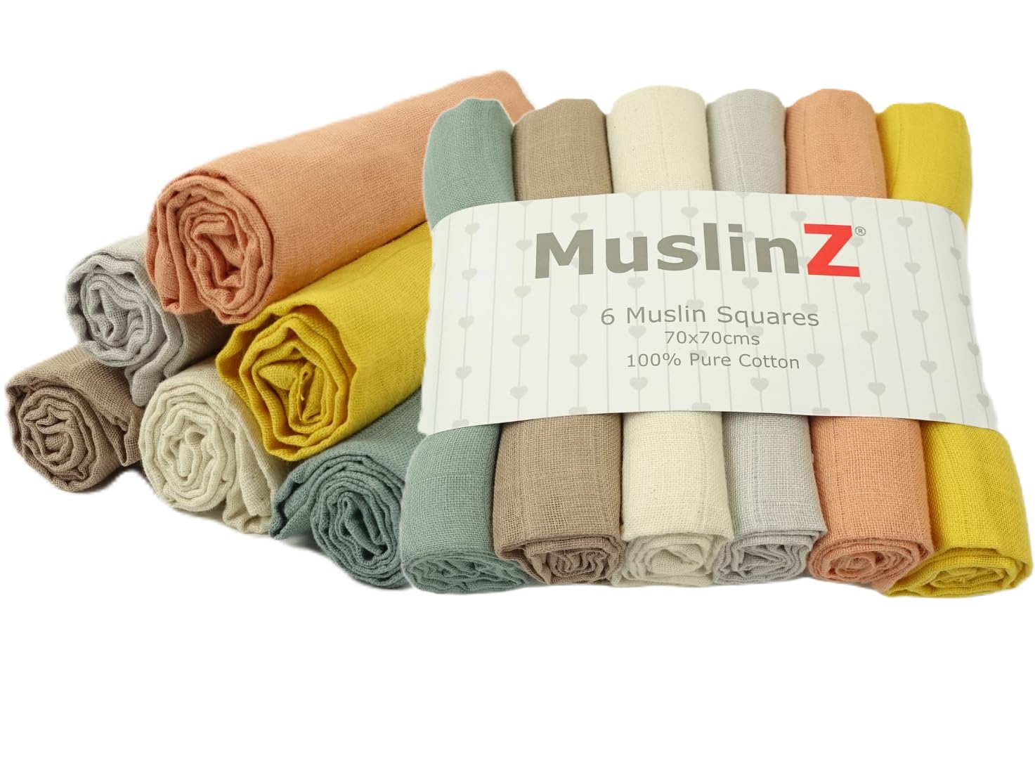 MuslinZ Muslin Cloths for Baby, Baby Burp Cloths, 6 Pack Muslin Squares, Large 70x70cm, Pure Cotton, Soft - Image 2