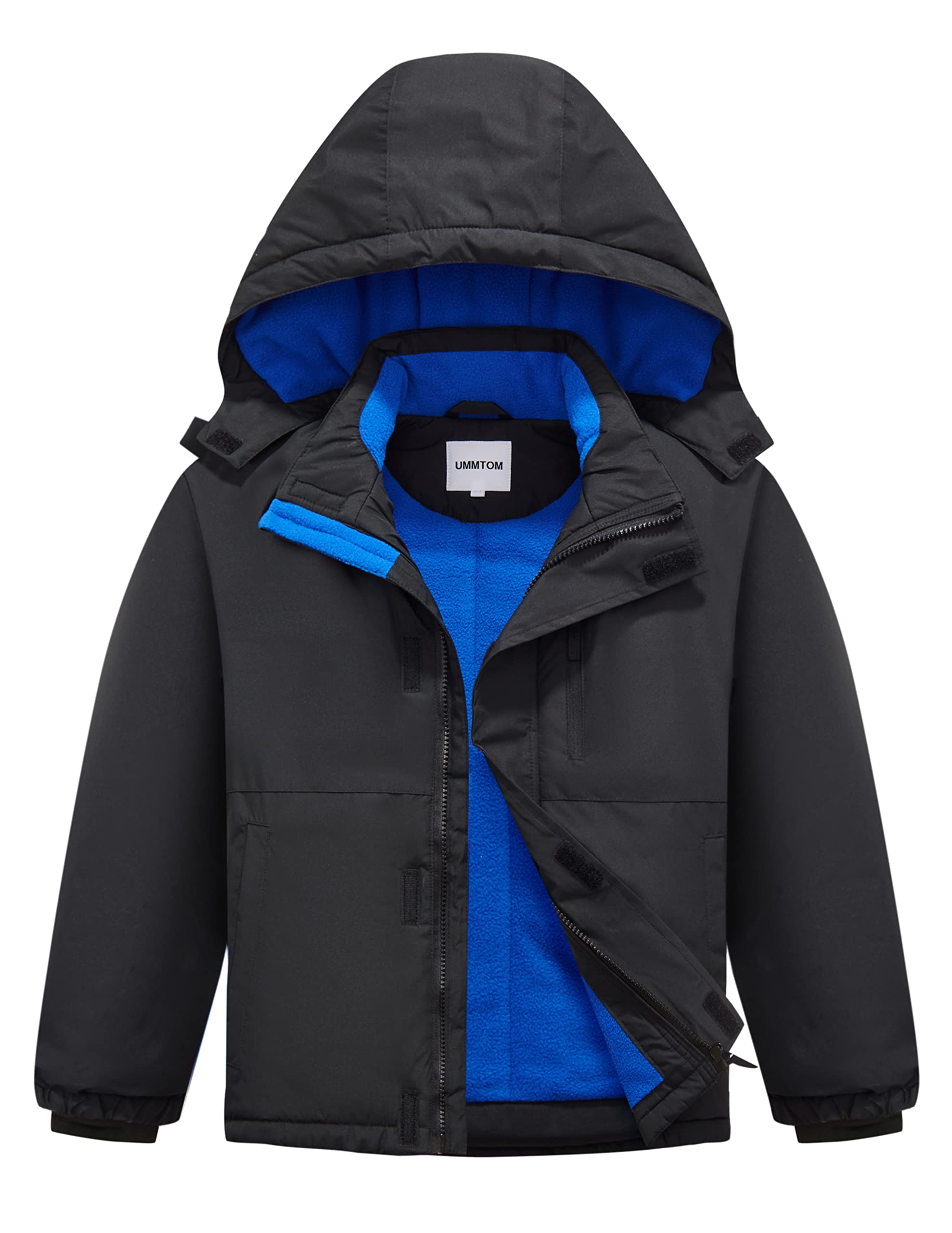 UMMTOM Boys Waterproof Ski Jacket Fleece Lined Warm Winter Snow Coat Hooded Winter Jacket for Kids