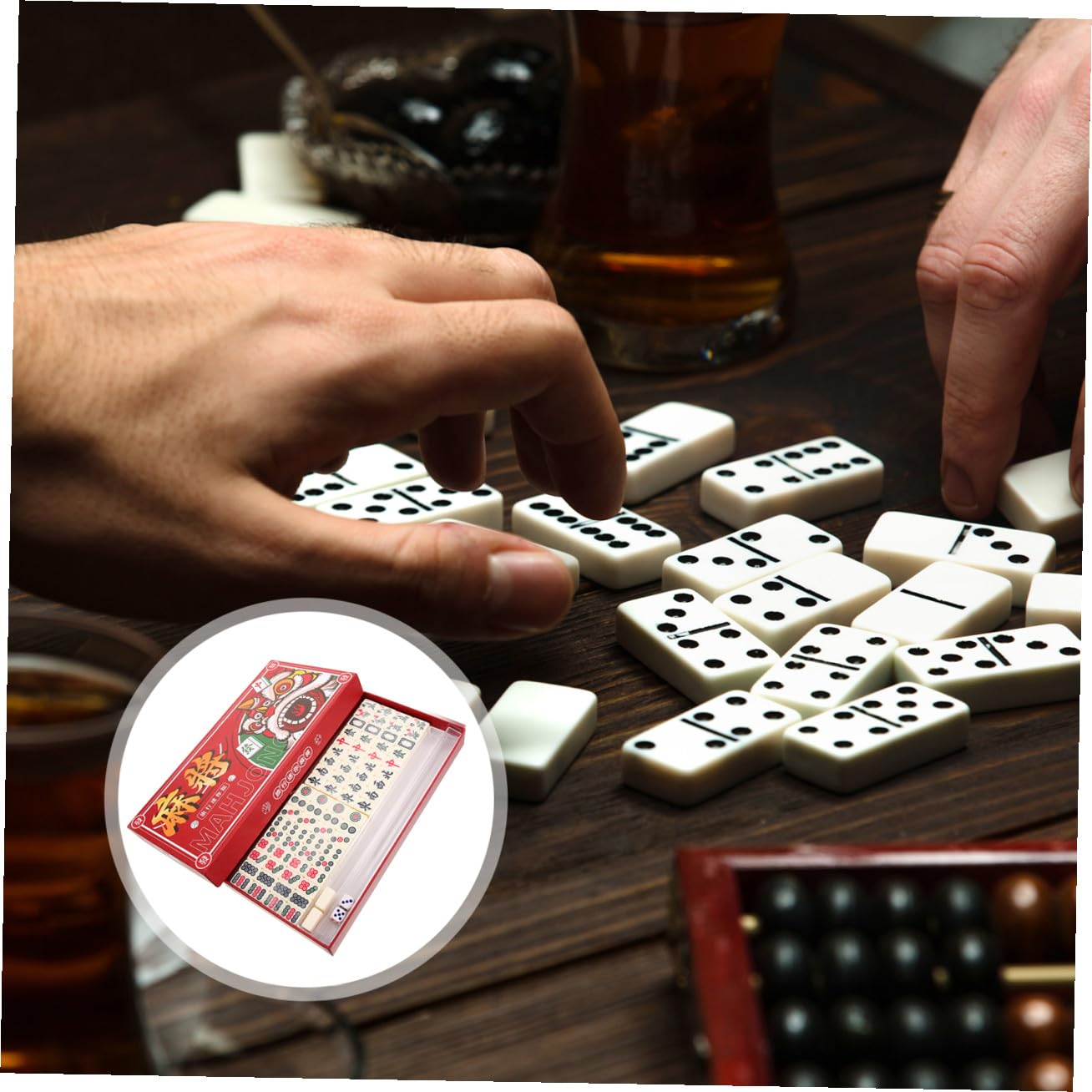Alasum Miniature Mahjong Kit da Viaggio, Set Completo, Bianco