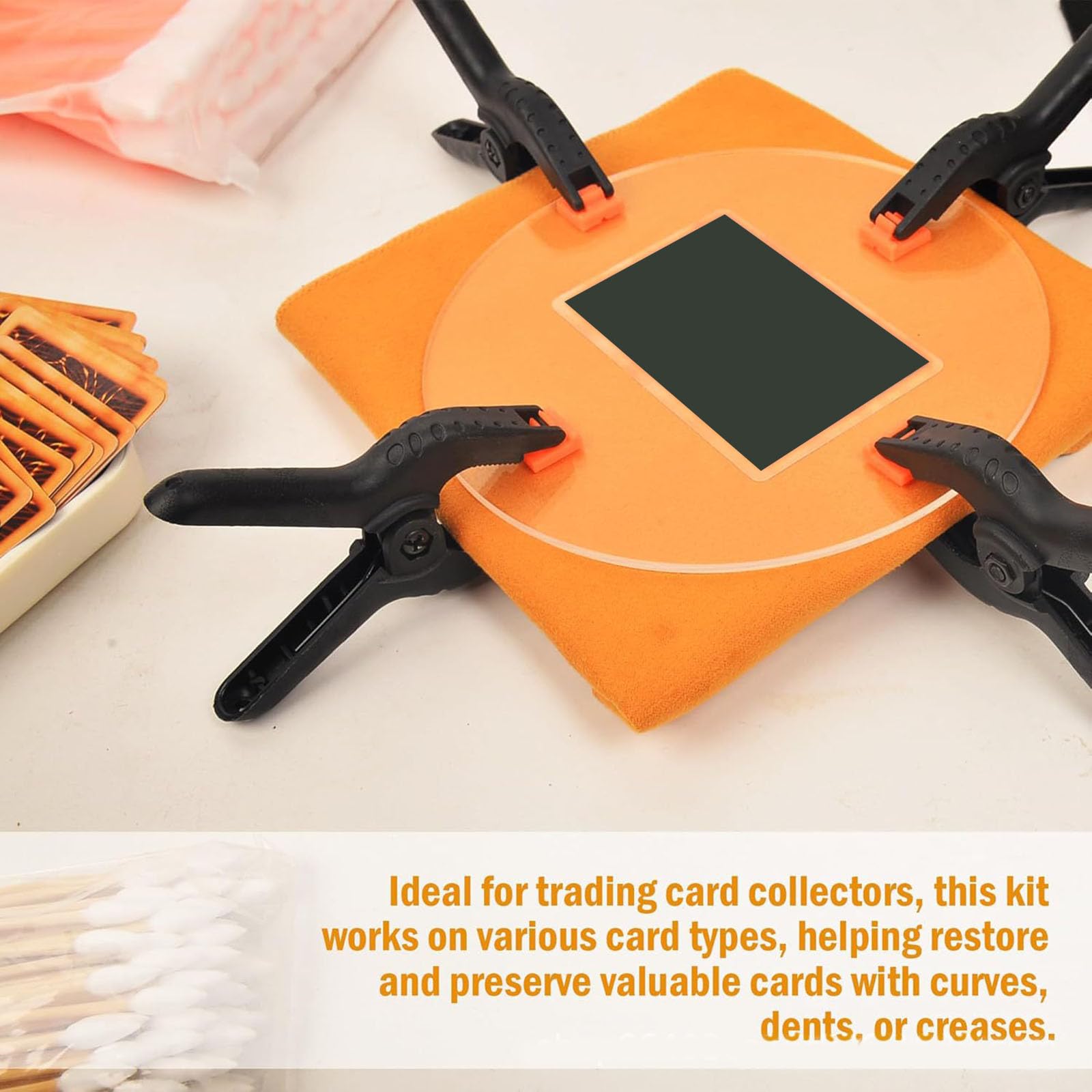 harayaa Kit di Pulizia per Carte Collezionabili per Collezionisti di Carte, 10 Clip di Fissaggio, Kit di Appiattimento per Carte Sportive, Accessori per Strumenti di Riparazione