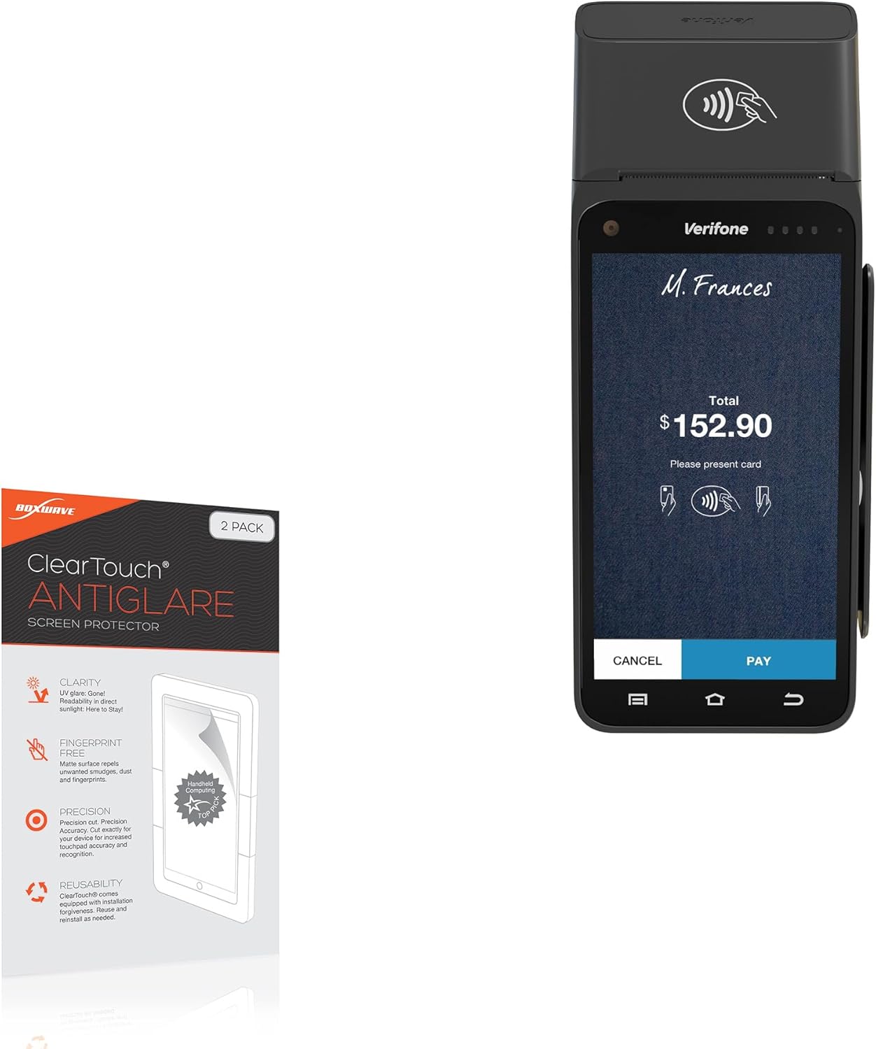 BoxWave Screen Protector Compatible with Verifone T650p - ClearTouch Anti-Glare (2-Pack), Anti-Fingerprint Matte Film Skin