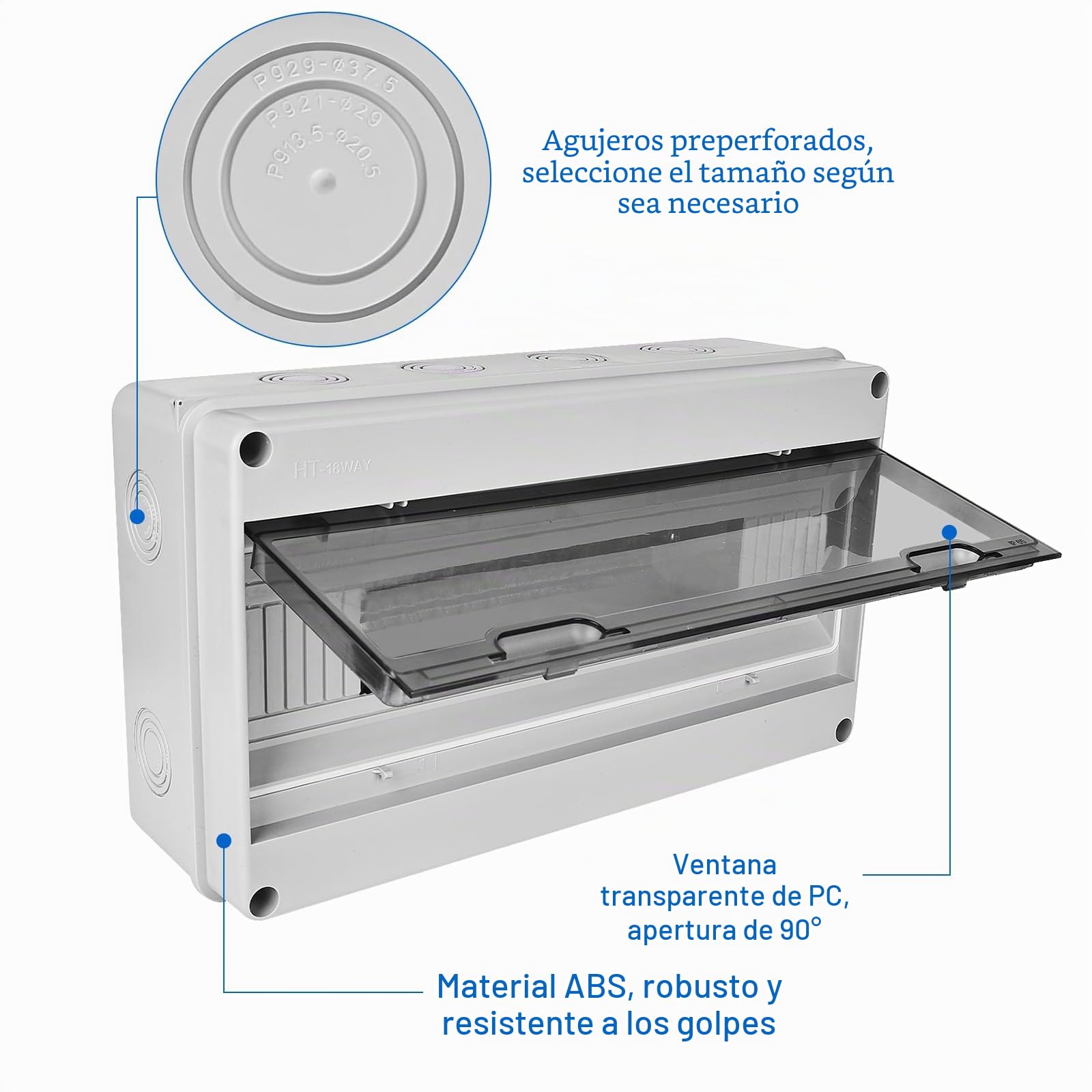 Caja Cuadro Electrico Superficie: Caja Estanca Exterior Electrica, 18 Módulos Caja Distribucion Electrica IP65 a Prueba, para Jardín o Exteriores