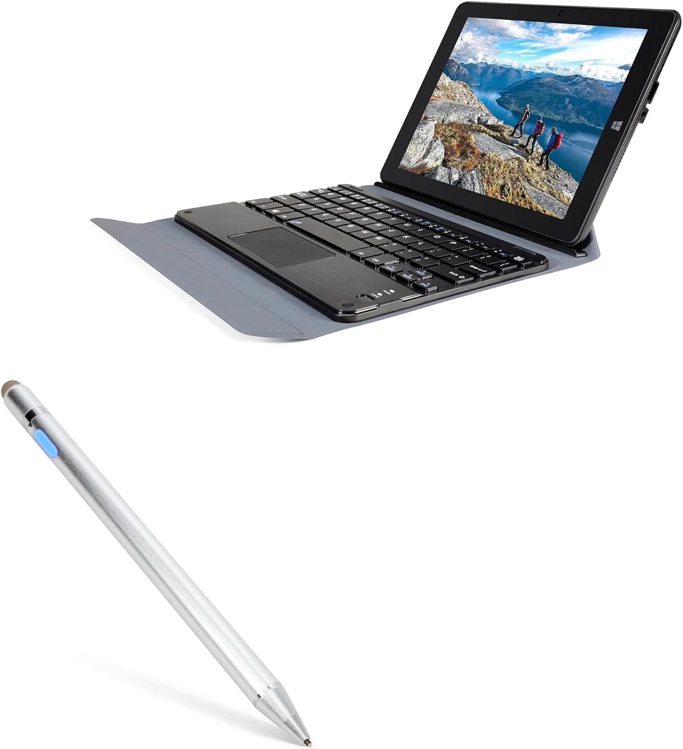 BoxWave Stylus Pen Compatible with Tibuta Windows 11 Tablet W100 (8.9 in) - AccuPoint Active Stylus, Electronic Stylus with Ultra Fine Tip - Metallic Silver