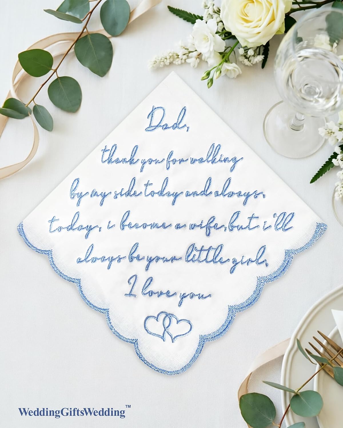 Wedding Handkerchief for Groom, Something Blue Gift