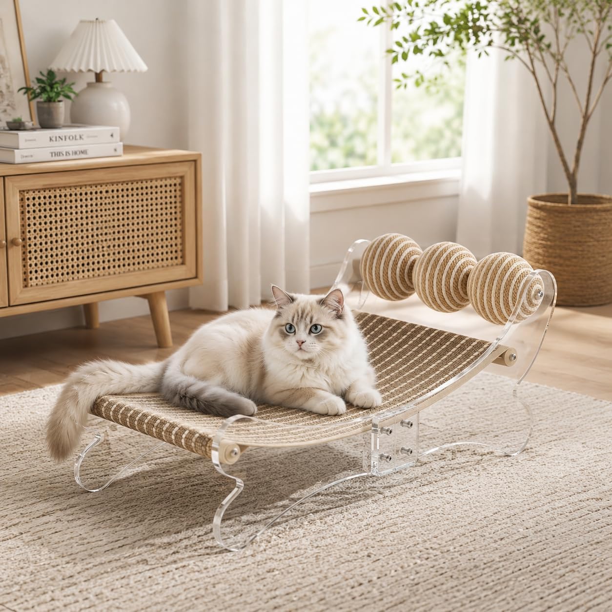 Cat Scratcher Bed, Sisal Cat Scratching Board Recliner Sofa for Indoor Cats | Natural Sisal Cat Scratcher Bed, 3-in-1 Sturdy Scratching Post for Large Kittens, Couch Indoor Cats