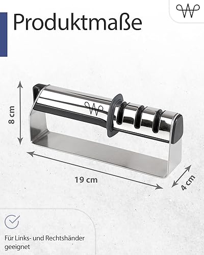 Miniatura 5 de WERTA Afilador de cuchillos de acero inoxidable  Afilador de cuchillos de 3 etapas  Ideal para cuchillos de chef y cuchillos de cocina  Para zurdos