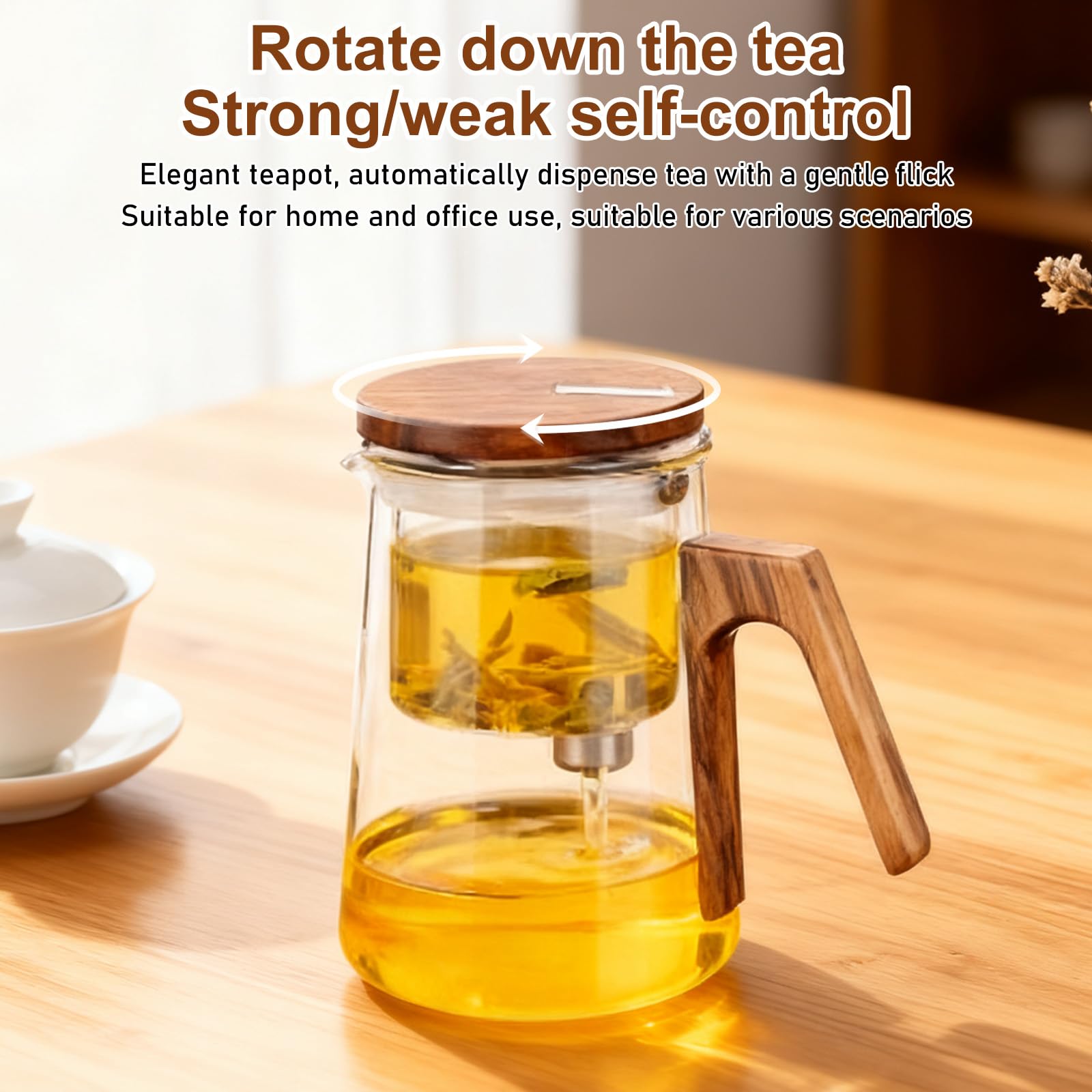 Teekanne Glas mit Sieb, 700ml Teezubereiter für Losen Tee mit Magnet Sauger-Deckel, Glass Teapot, Drücker-Teekanne, Teeliebhaber Geschenke, Hochborosilikatglas, Tea Maker für Zuhause und Büro