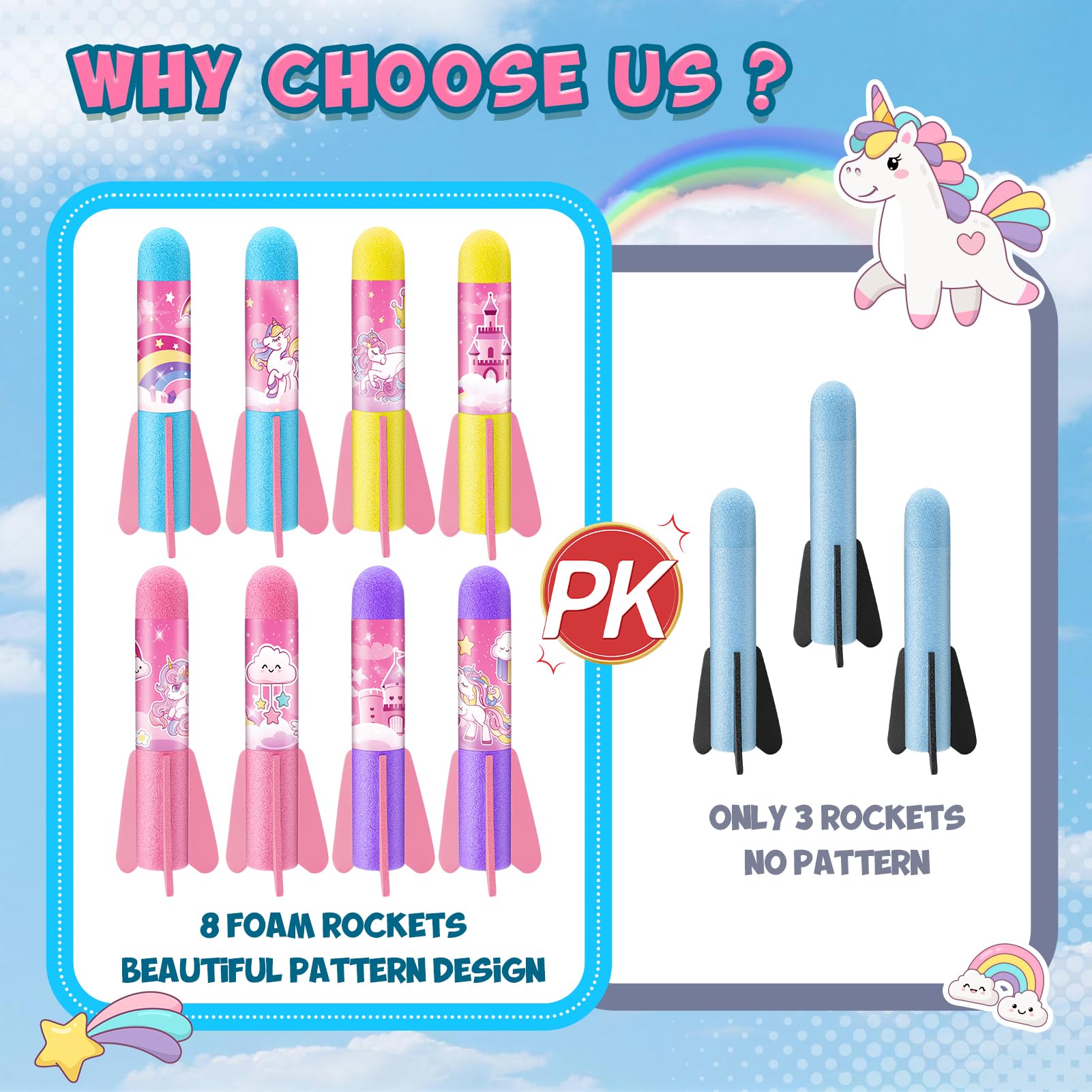 Anginne Raketen Spielzeug, Einhorn Geschenk Mädchen Outdoor Spielzeug ab 3 4 5 6 7 8 Jahre Outdoor Spiele Garten Spielzeug Kinder für Draußen Kinderspielzeug Ostergeschenke Kinder - 4