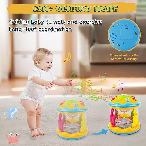 Vista 2 de M SANMERSEN Baby Boys Toys 6-12 Months, Babies Ocean Rotating Lights Up Musical Toys for 0-6 12-18 Months Newborn Infant Crawling Tummy Time Toys 1