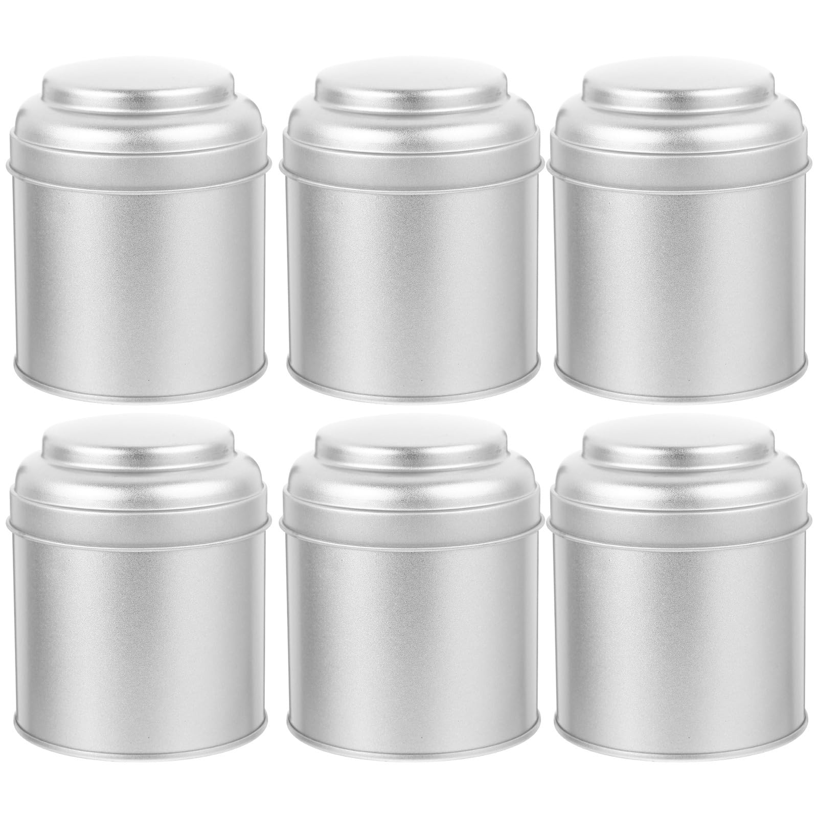 SHERCHPRY Lot de 6 Boîtes à Thé en Tôle Argentée Double Couvercle Hermétique, Multi-fonctions pour Conserver le Thé Frais, Rangement Cuisine Voyage