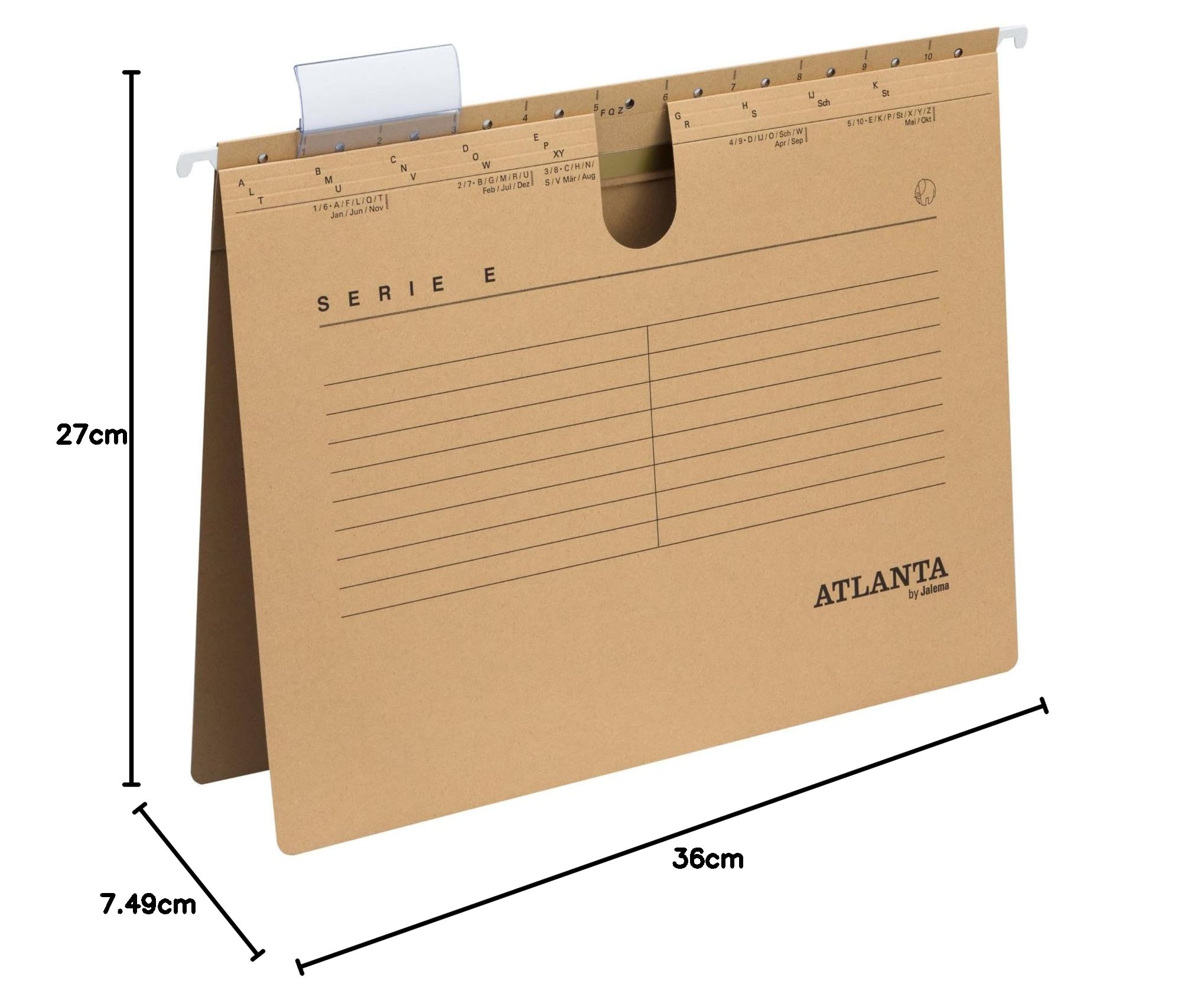 Atlanta Serie E Hängehefter A4 kaufmännische Heftung, Jalema 2655814700, Haengemappe für Akten, Hängetache, Hängeregister, 25er Packung, naturbraun