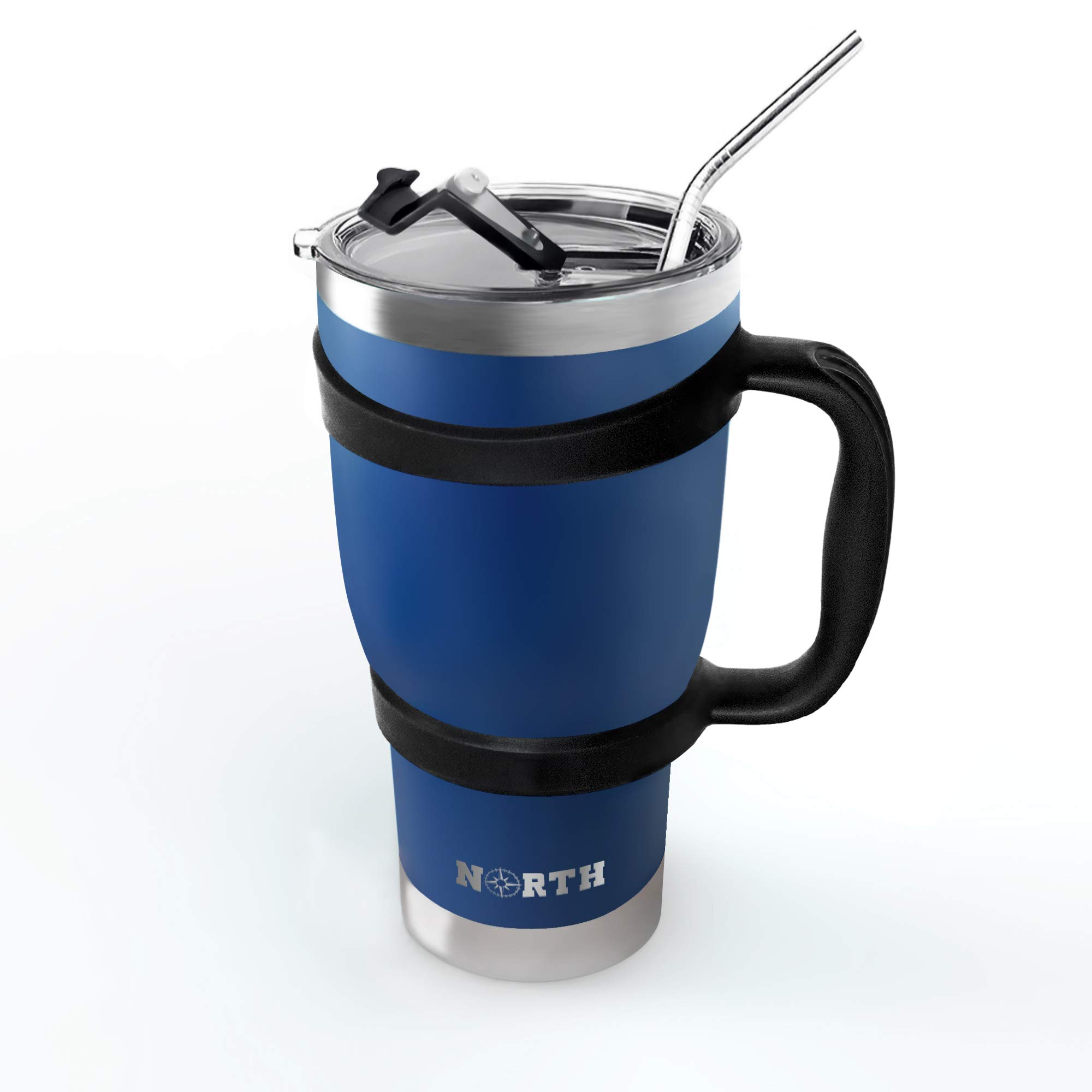 Norte Verde Tambor de Acero Inoxidable Juego de 5 Piezas,Aislado al vacío Taza de Viaje para el hogar,la Escuela Cómo Yeti Vaso para Hielo y Beber Bebidas Calientes 30 oz Azul Real