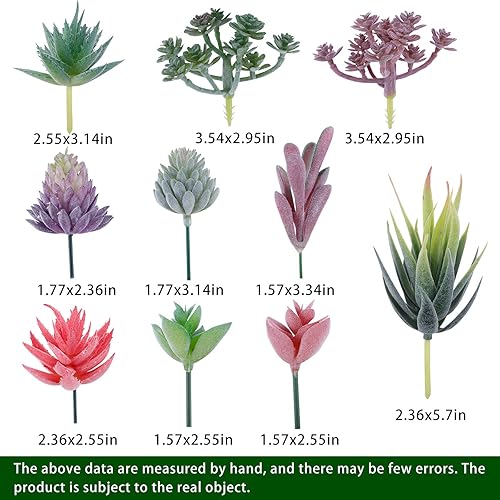 Miniatura 3 de CEWOR 20 piezas de suculentas artificiales flocadas mini plantas suculentas falsas decoración de primera calidad para manualidades hogar pared