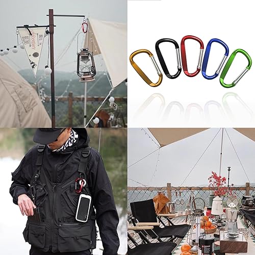 Miniatura 4 de XIECHANEE Clips de mosquetón de aluminio de 3 ", hebilla de gancho de mosquetón de llavero con forma de anillo D 12PCS