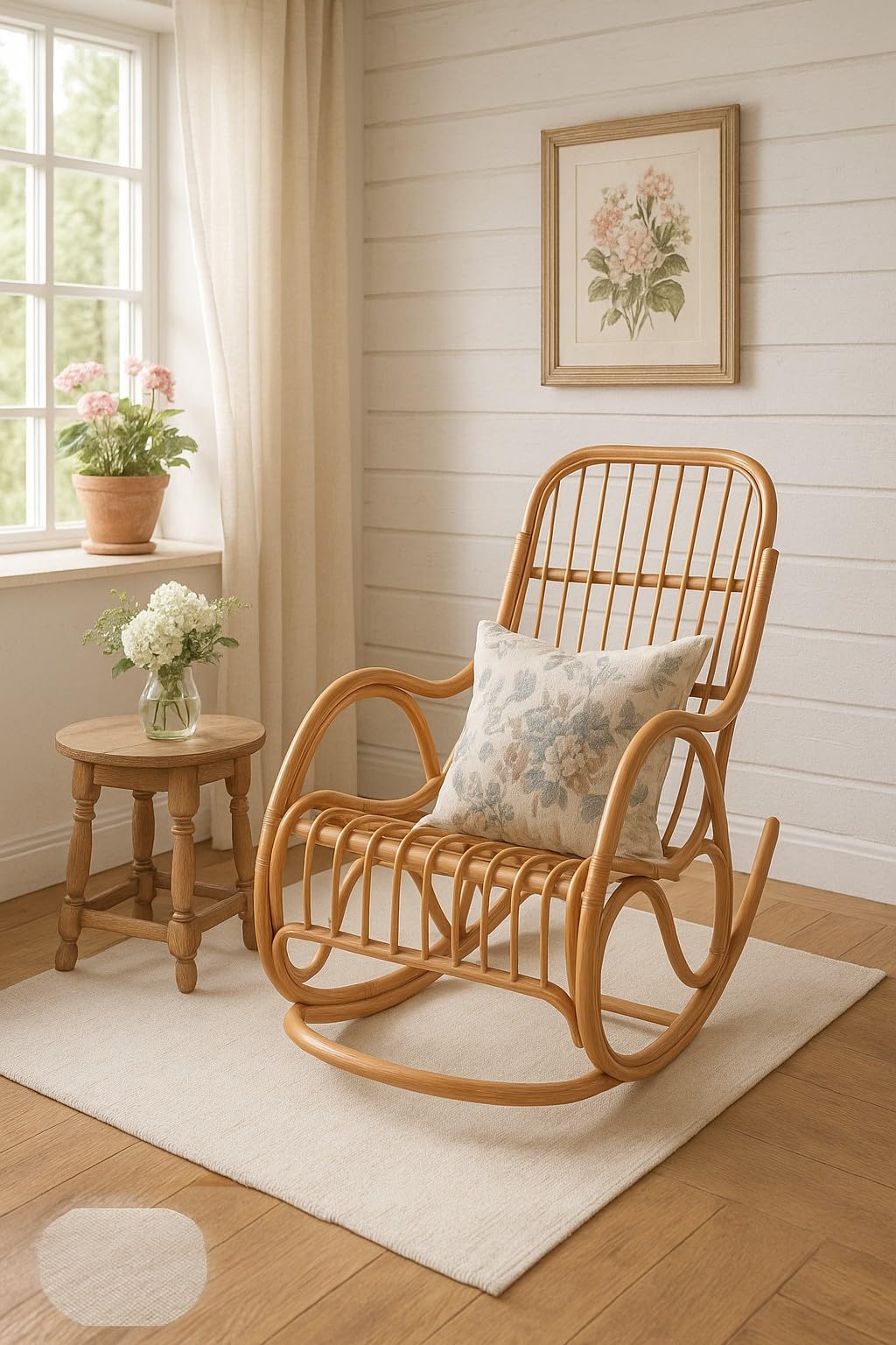 Schaukelstuhl - Garten - Rattan - Braun - Entspannen - Kissenverfügbar