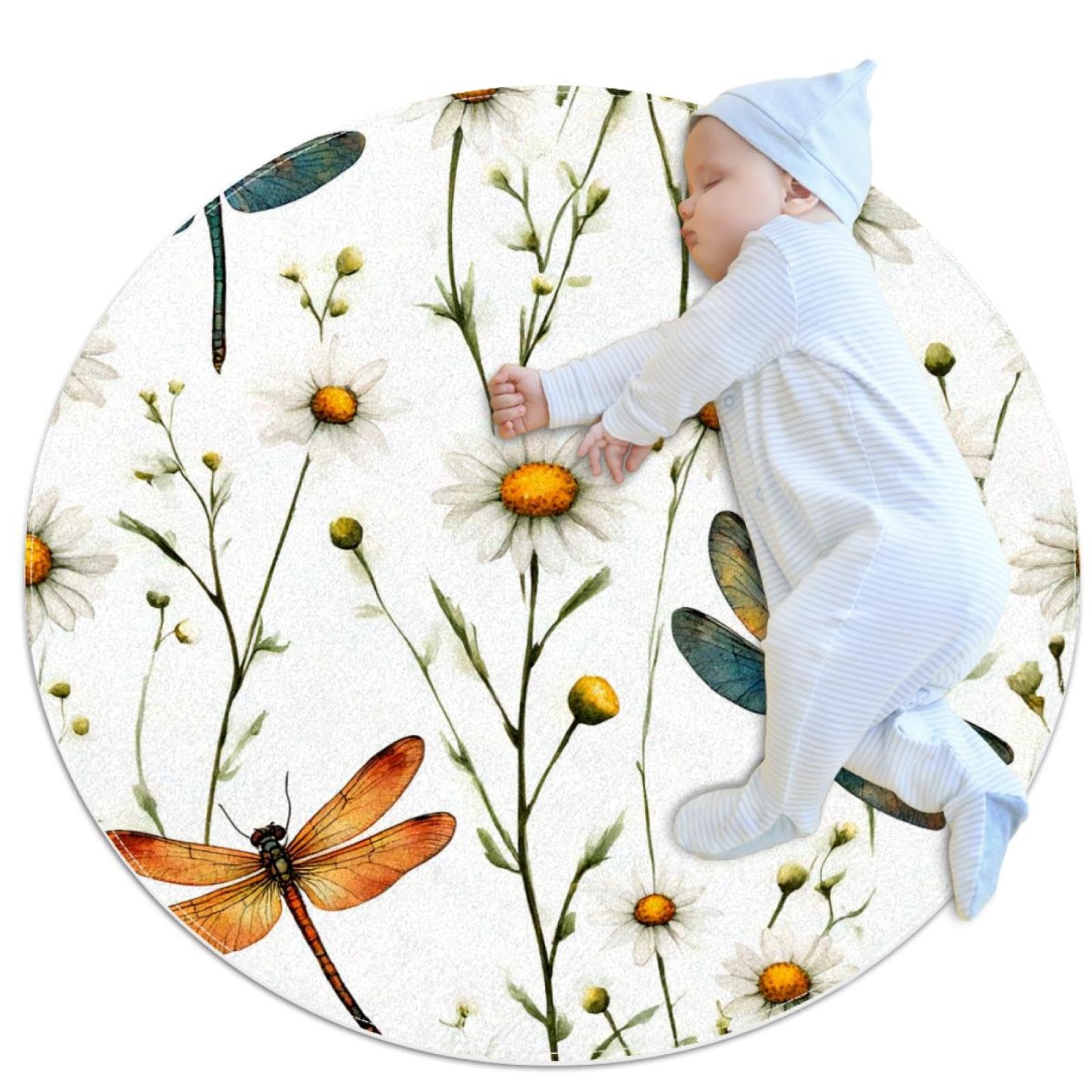 Tapis de salle de bain sécurisé rond 1m décoration chambre enfant doux