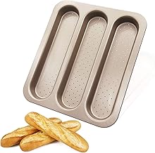 Carbon Steel Baguette Pan Nonstick Bread Tray Bake Loaf Mold Perforated 3 Groove French Bread Baking Tools Rectangle Toaster Oven Mold Baguette Bakeware for Bakery and Home etc