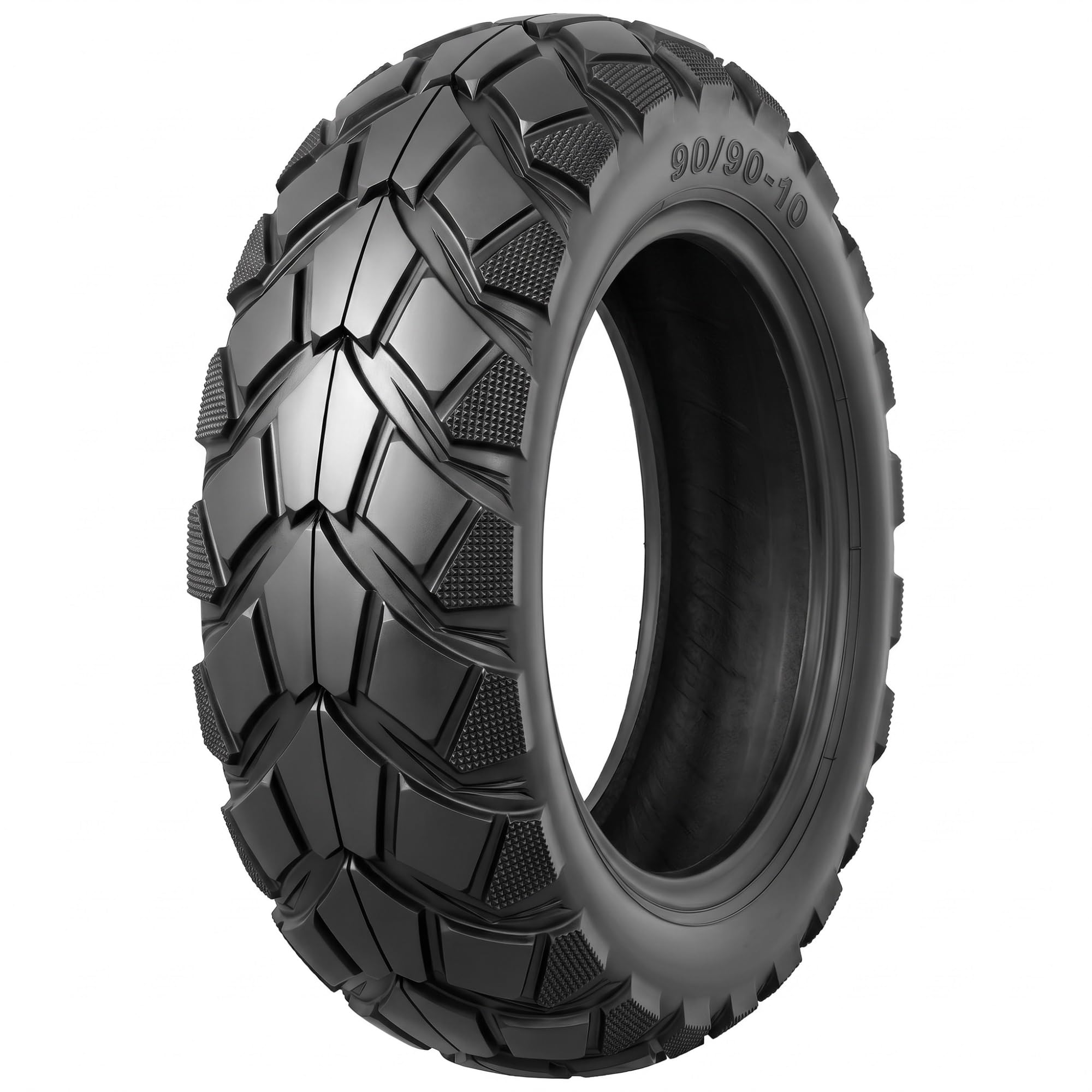 90/90-10 Neumático Tubeless, Cubierta de Repuesto Delantera y Trasera para Scooter, Llanta de Moto 10 Pulgadas 57J de Alta Resistencia, Banda de Rodadura Antideslizante