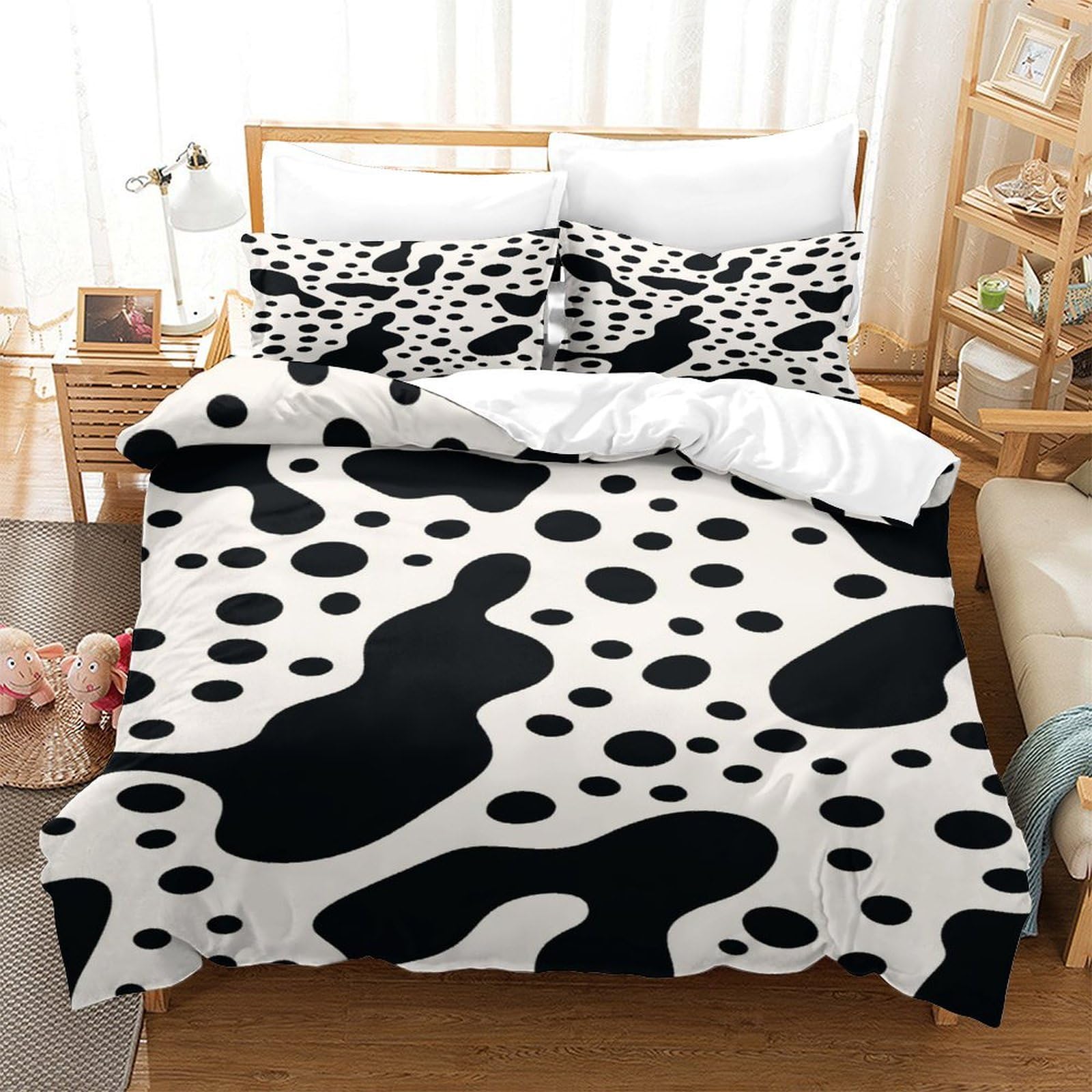 P1S9U7W5Y 3D Printed Cow Pattern Duvet Cover Set 3pcs Microfiber Animal Print Bedding Set King