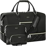 ITIEZY Weekender Overnight Bag for Women - Large Travel Duffel Bag with Shoe Compartment, Gym Duffel Bag Hospital Bag Carry On Tote Bags for Airplanes with Crossbody Bag Toiletry Bag 3Pcs Set