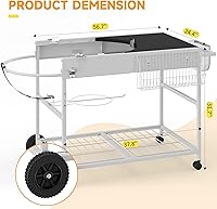 Vista 2 de JY QAQA Mesa de parrilla para Weber 22" y 18" Original Kettle, carrito de soporte para Jumbo Joe, Master-Touch, parrillas de carbón Performer