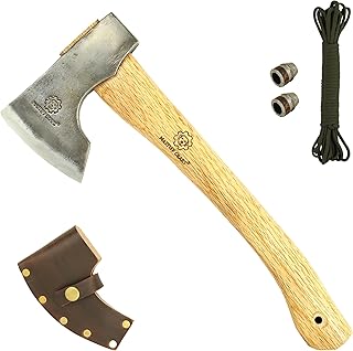 MASTIFF GEARS Wooden Handle Hatchet,Camping Axe, Wood Splitting Axe for Camping, Bush Craft, Hunting, Survival Enthusiast (Hand Forged-Orcish)